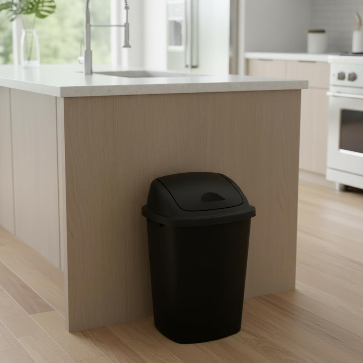 4 Pack 11 Gallon Kitchen Trash Cans with Swing Top (4 Count)