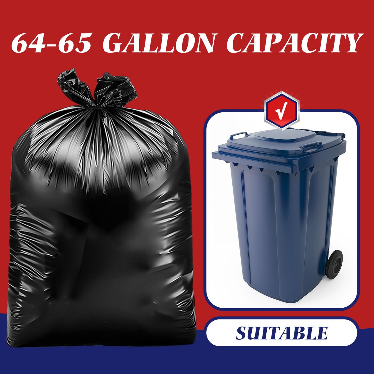 Large Black Trash Bags 64 (32 Count)