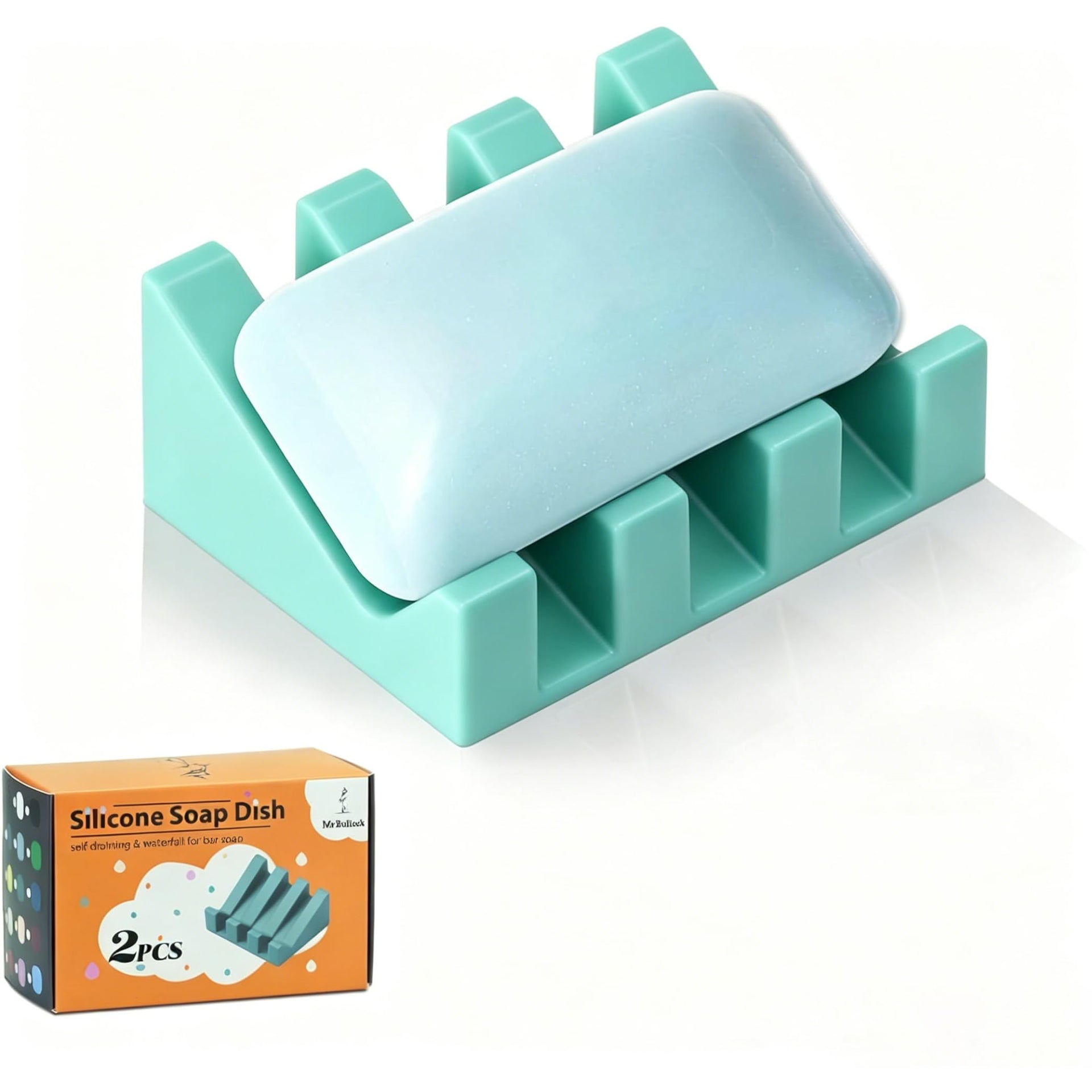 Silicone Soap Dish Self Draining for Shower & Kitchen