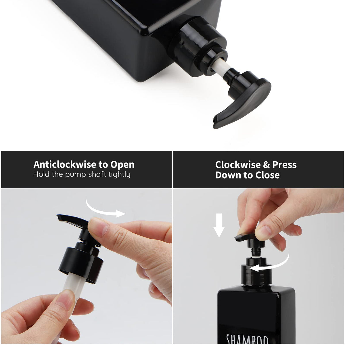 Plastic Square Soap Dispenser Black (3 Count)