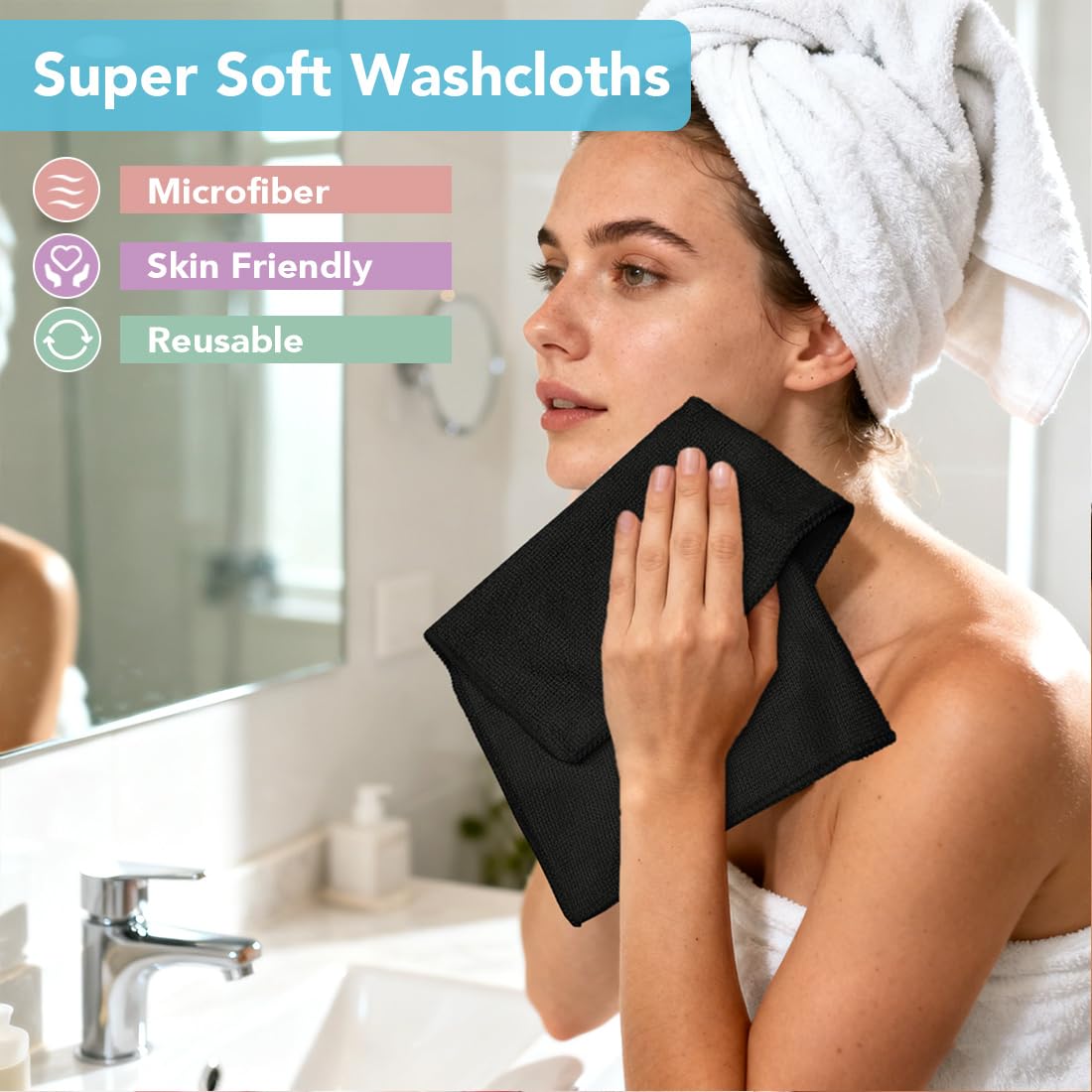 Wash Cloths Face Towels 12x12 Inch 10 Pack (10 Count)