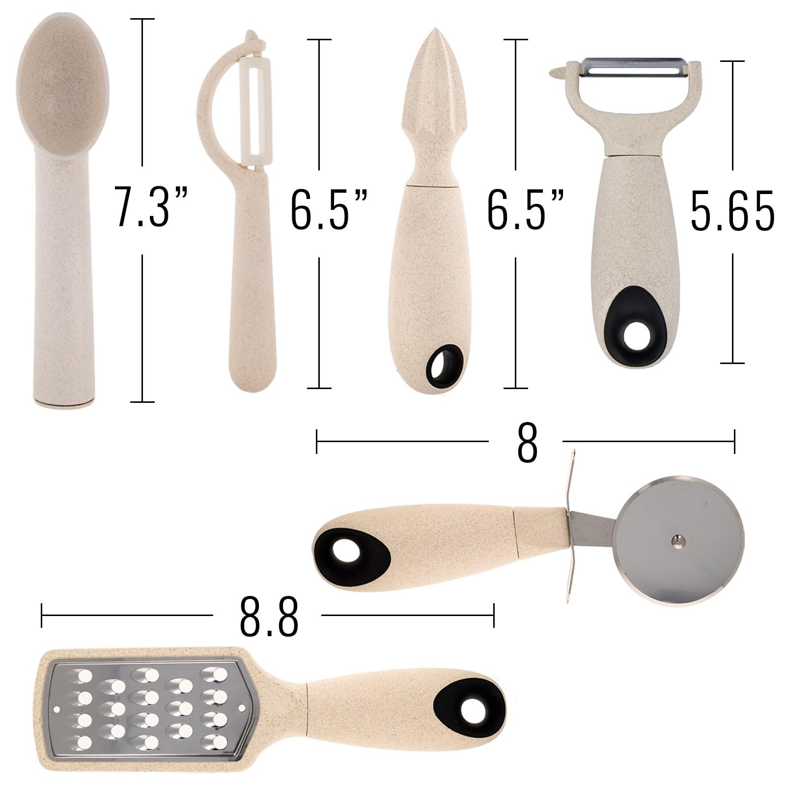 7pc Wheat Straw Complete Kitchen Utensils Set (7 Count)
