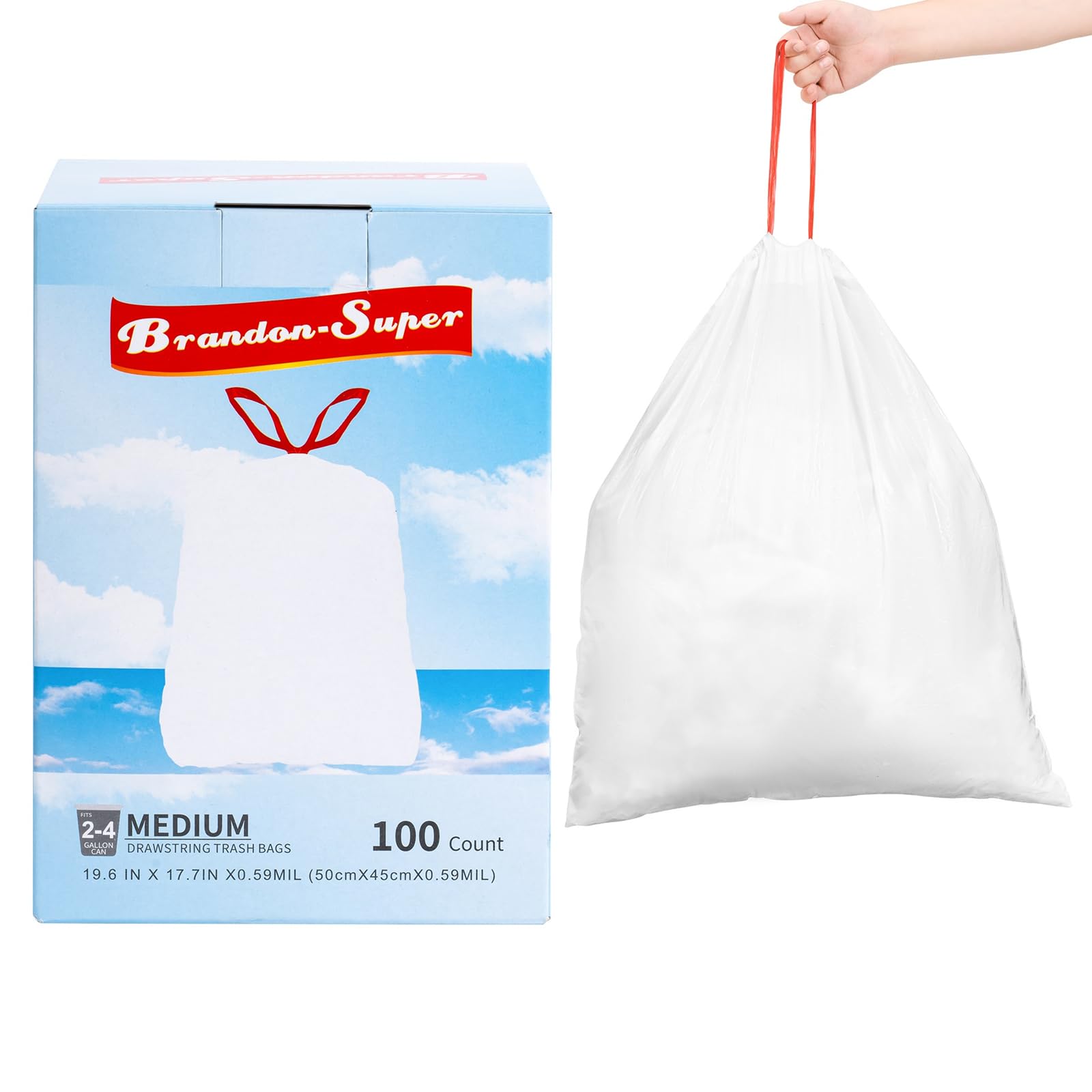 Small Trash Bag 4 Gallon Drawstring Garbage Bags For Small Trash Cans 2 (100 Count)