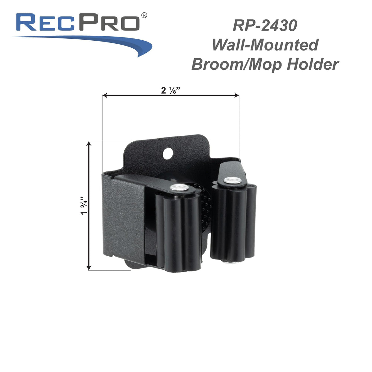 Black Wall Mount Broom & Mop Holder