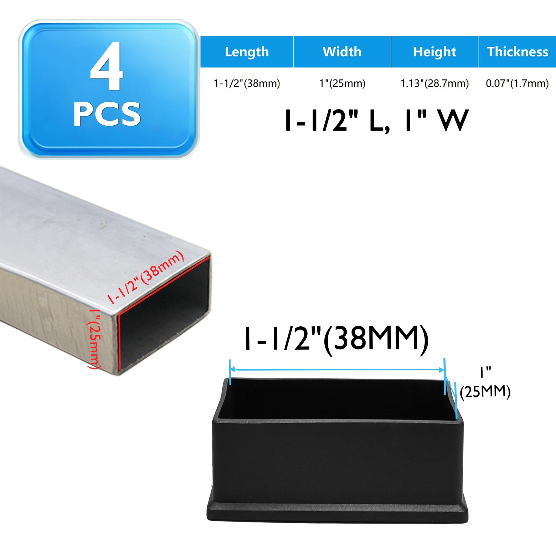 4 Pcs 1" x 1 1 (4 Count)
