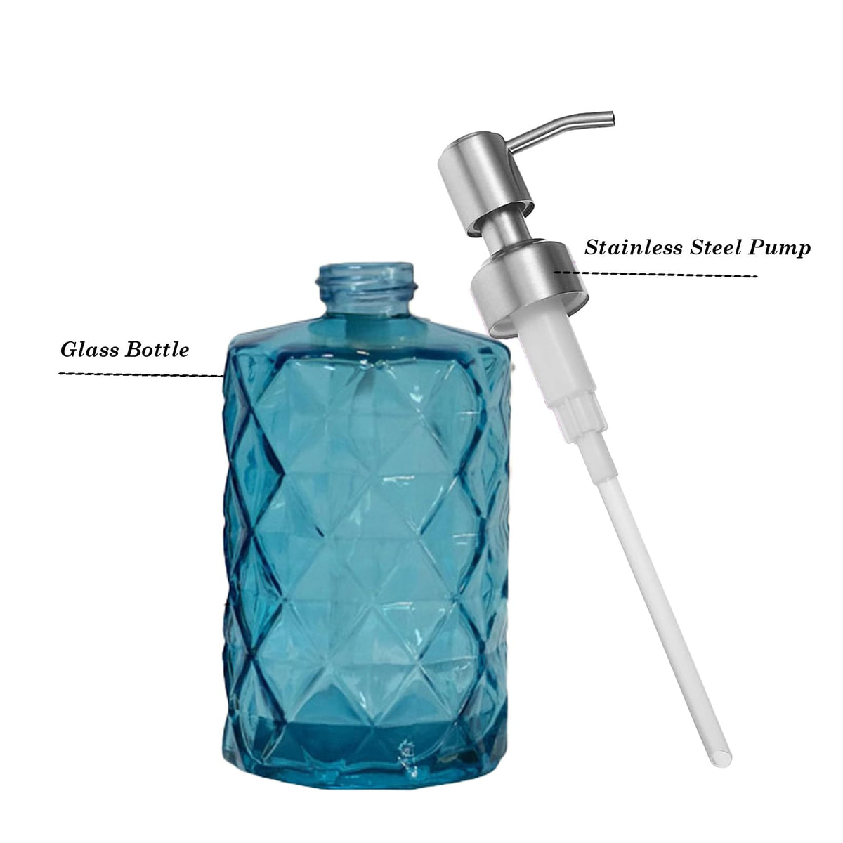 12Oz Blue Glass Soap Dispenser