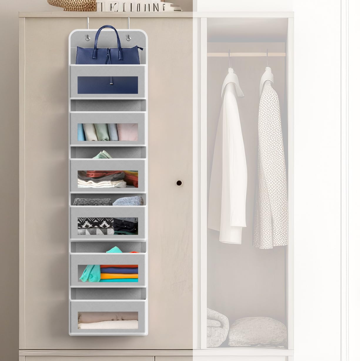 6 Clear Window Pocket Over Door Hanging Organizer