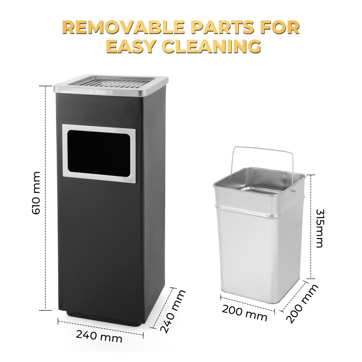 Square Stainless Steel Outdoor Trash Can