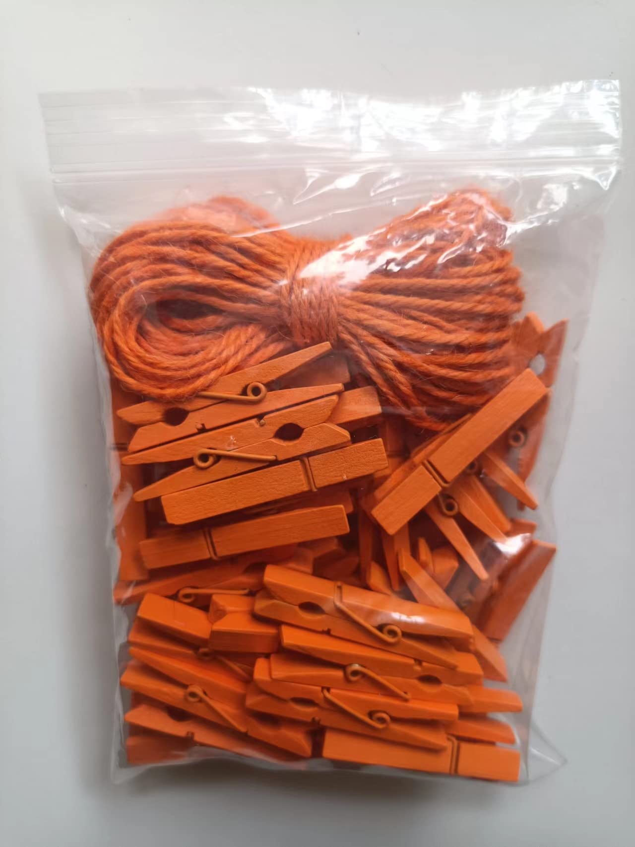 1.9 In Orange Wood Clothespins Hang Kids Artwork Craft Project Clothes Clips for Drying Bag Pegs with String Pack 50 (50 Count)