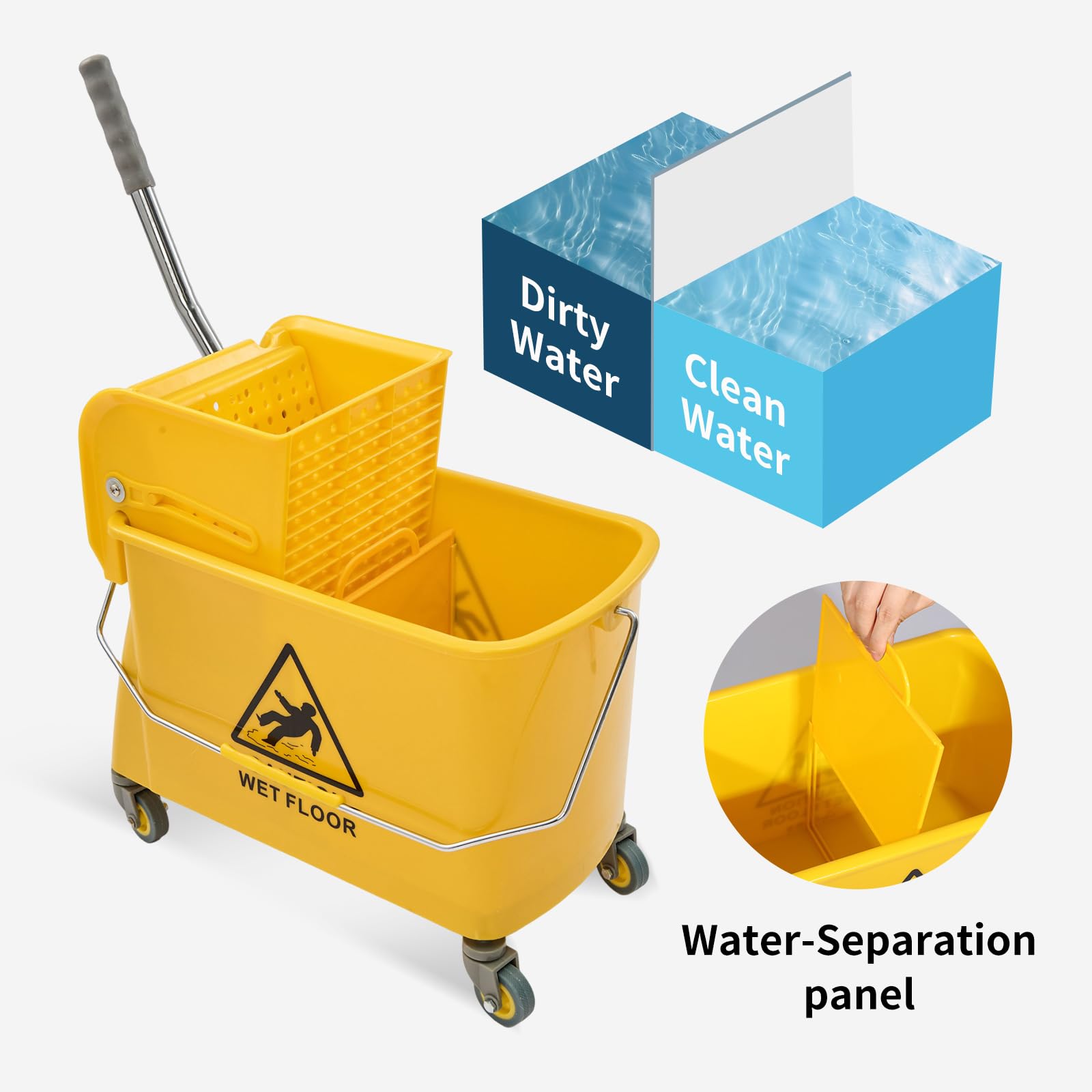 22 Quart Wheeled Mop Bucket with Press Wringer (2 Count)