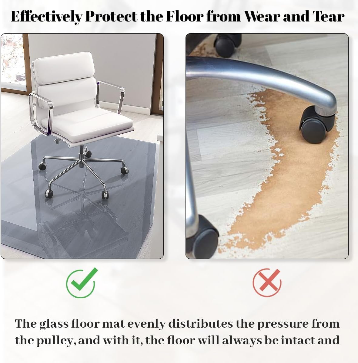 Tempered Glass] 48" x 72" Glass Office Chair Mat for Carpet