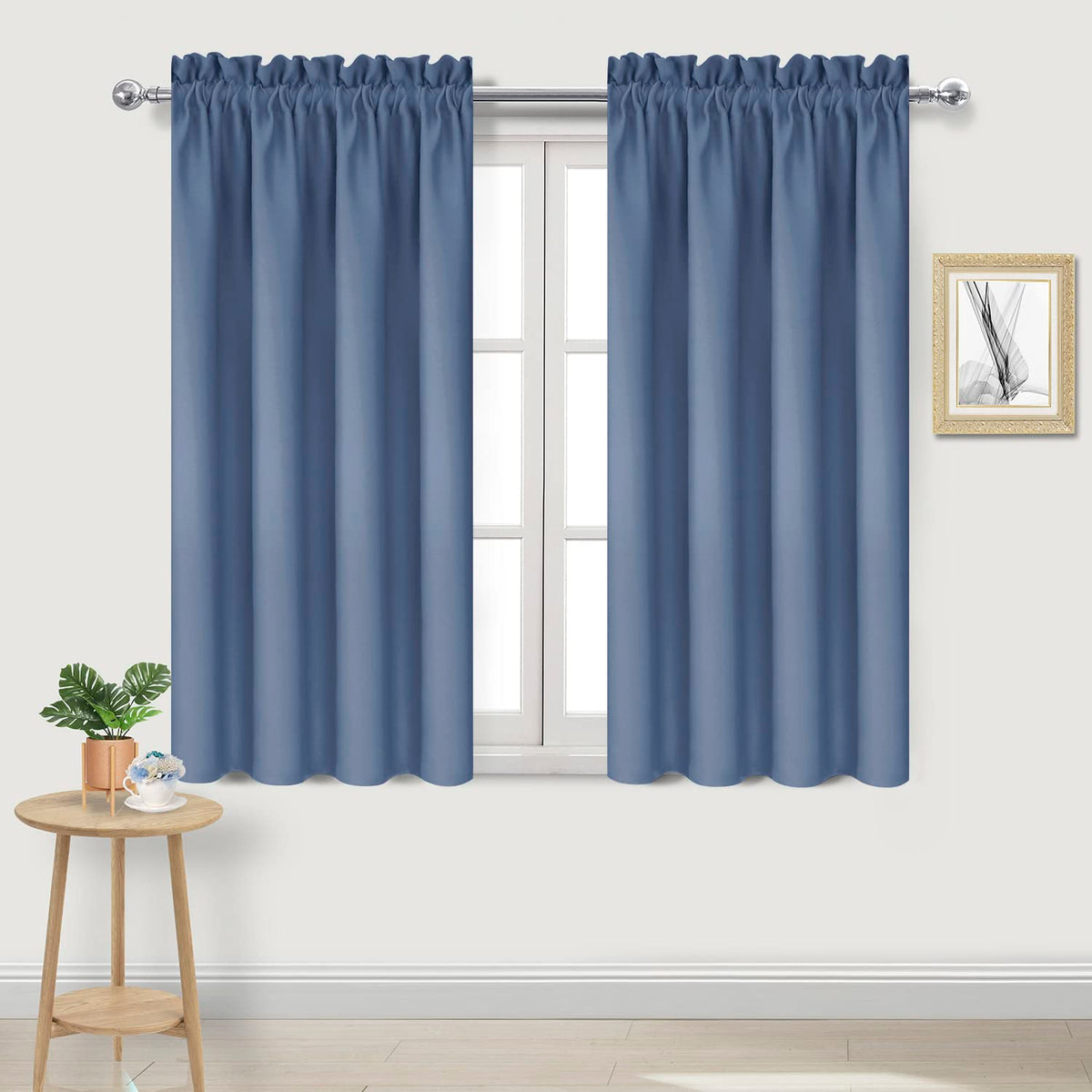 Blackout Curtains for Bedroom 38 x 54 Inch Long Dusty Blue 2 Panels