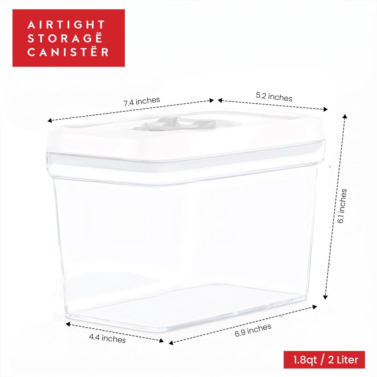 Airtight Food Storage Containers with White Lids 2L (4 Count)
