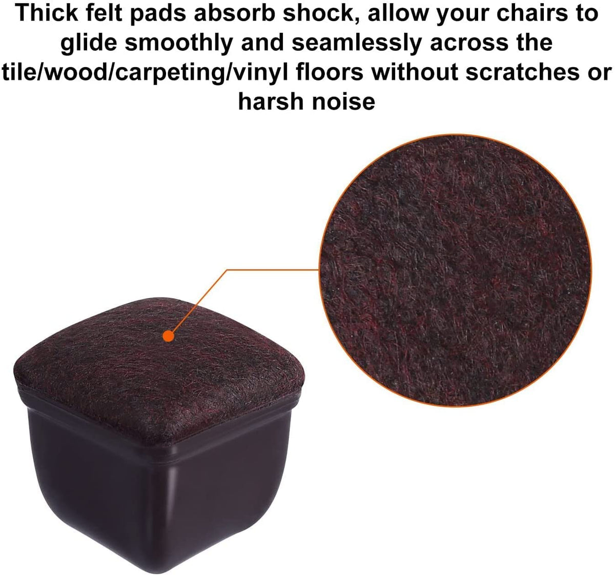 24 Pcs Square Chair Leg Floor Protectors with Felt (24 Count)