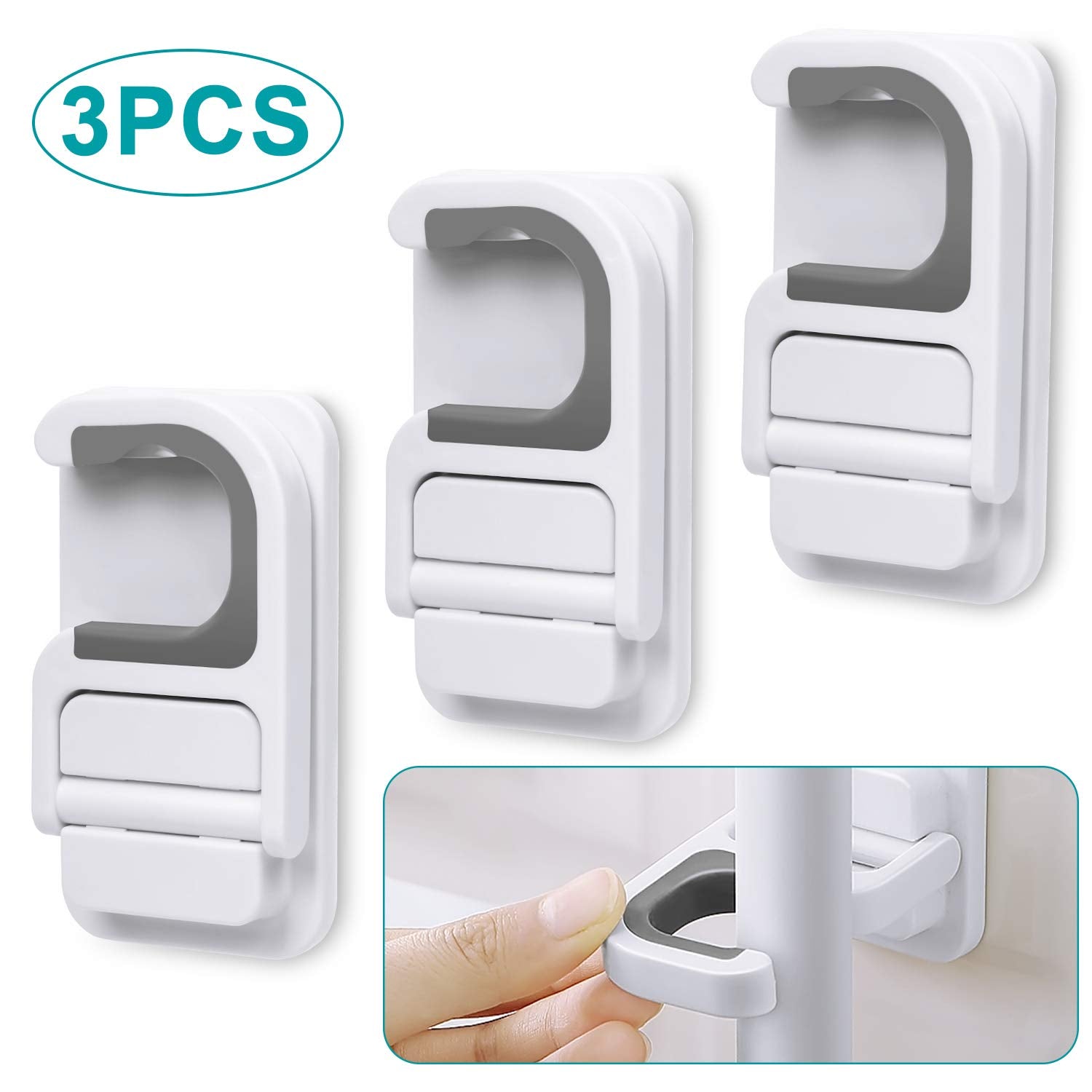3pack Broom and Mop Holder Wall Mount No Drill Mop and Broom Gripper Mop Handle Hanger Household Cleaning Organizer (3 Count)