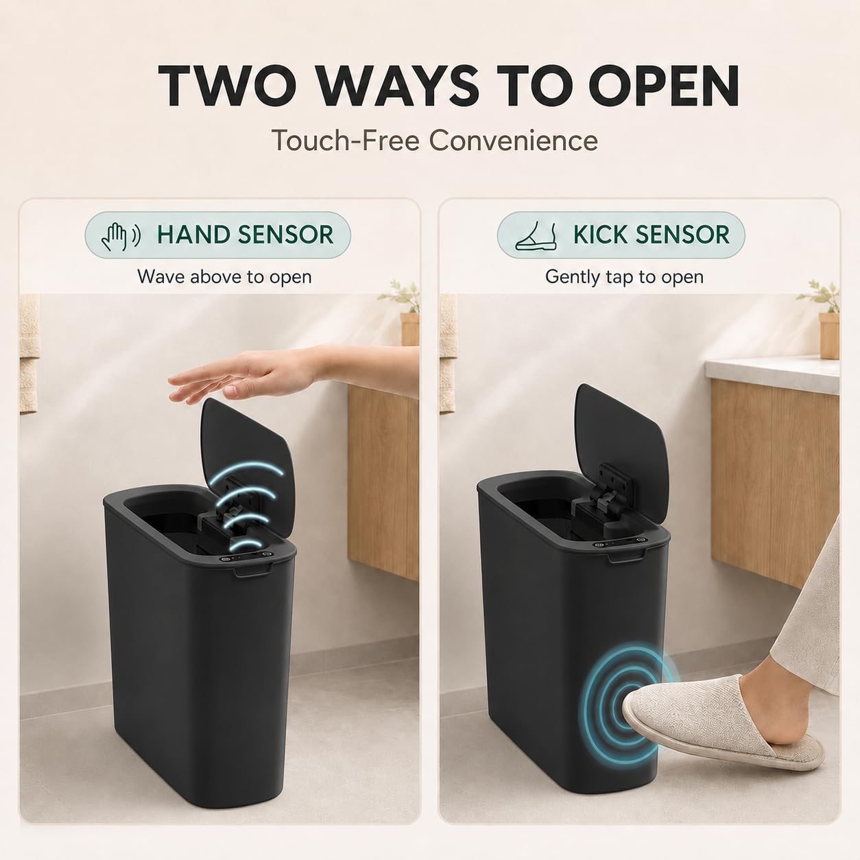 Automatic Small Bathroom Trash Can with Lid
