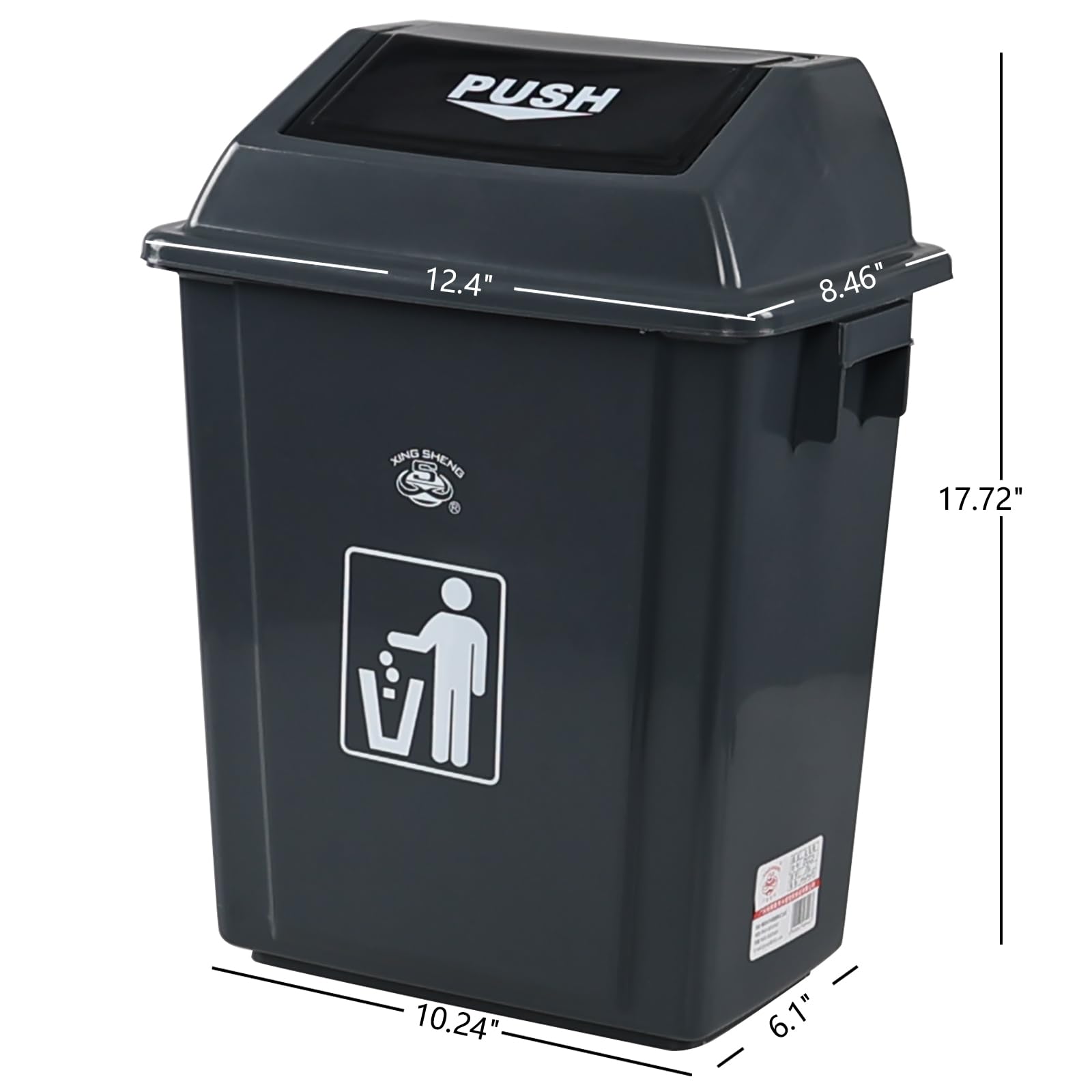 6 Gallon Office Trash Can with Swing Top Lid (4 Count)