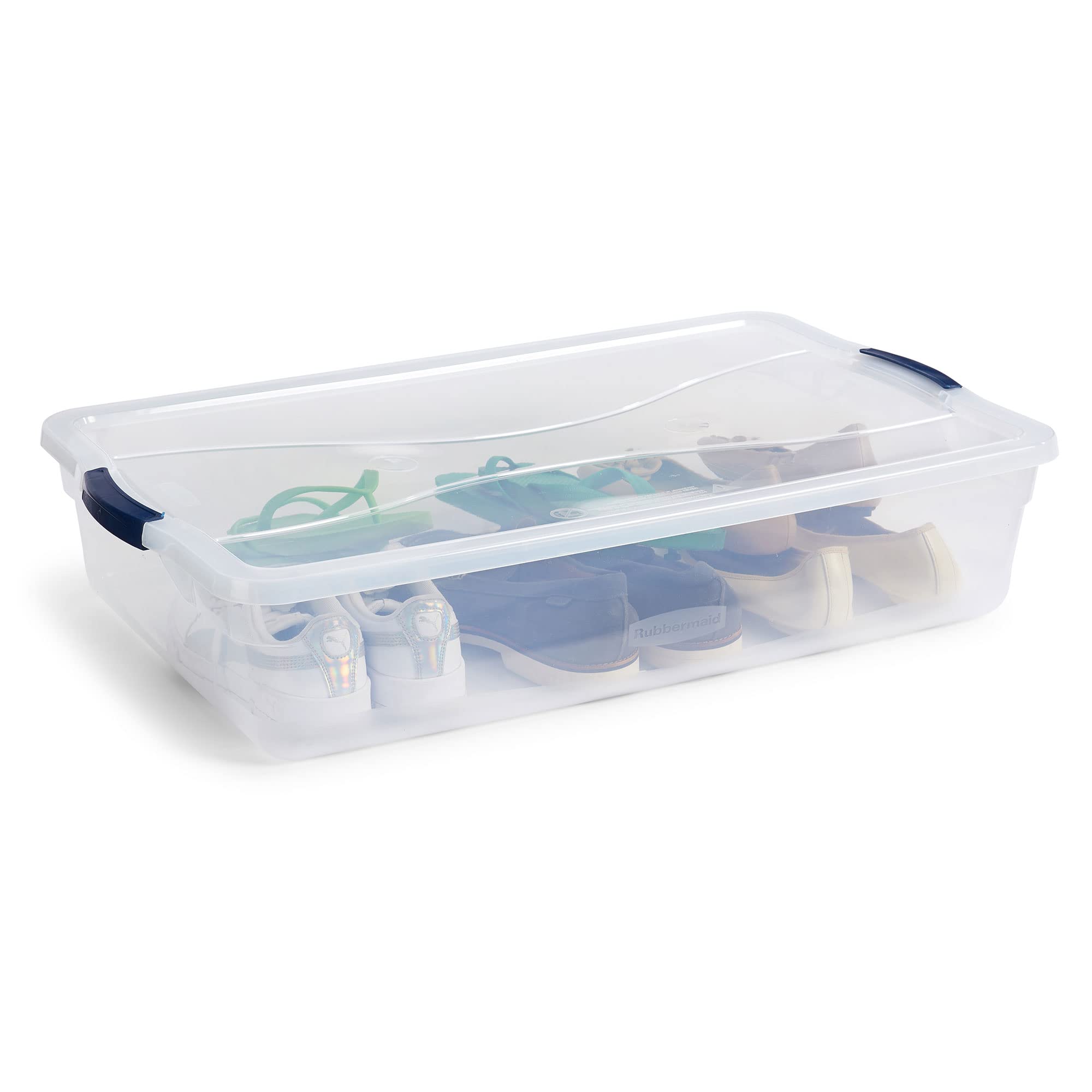 Cleverstore 42 Quart Stackable Plastic Storage Container Organizer Bin with Latching Lids for Garage (4 Count)