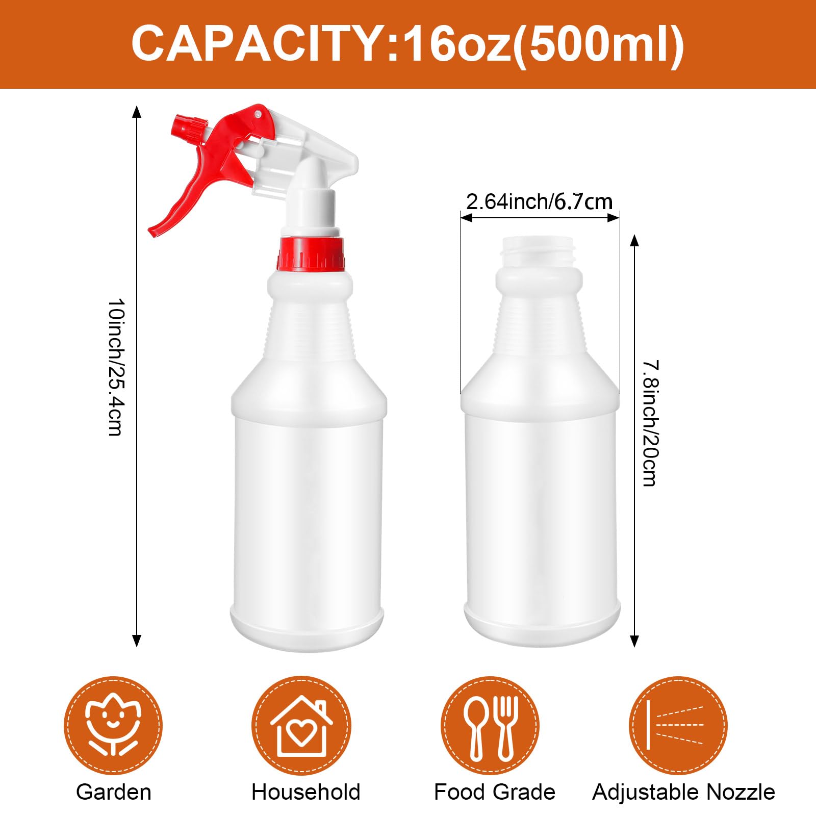 1 Pc 16 Oz Plastic Spray Bottles