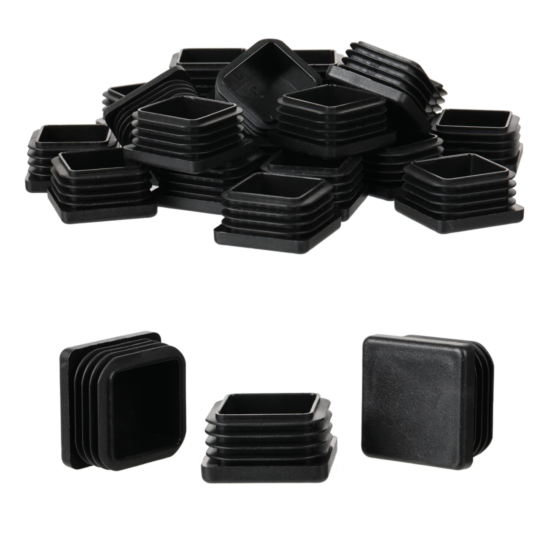 1-3/8" Square Tube End Cap Plastic Plugs Chair End Caps 1.38 Inch (35mm), 1 3/8 X 1 3/8 Tubing Plugs Furniture Sliders Glides Black (Fit 1.19-1.3" Square Tube Inner Size, 24pack) (24 Count)