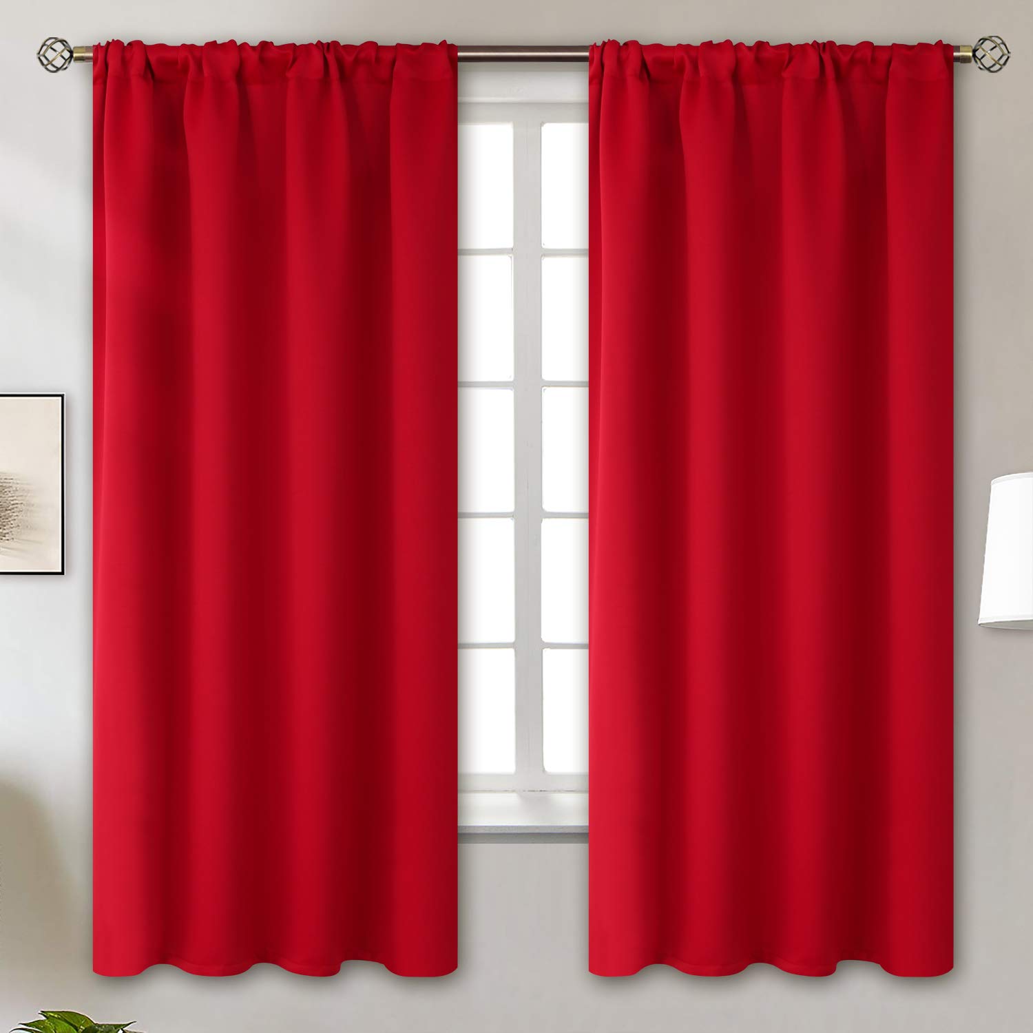 Red Blackout Curtains 63 Inches Long for Bedroom