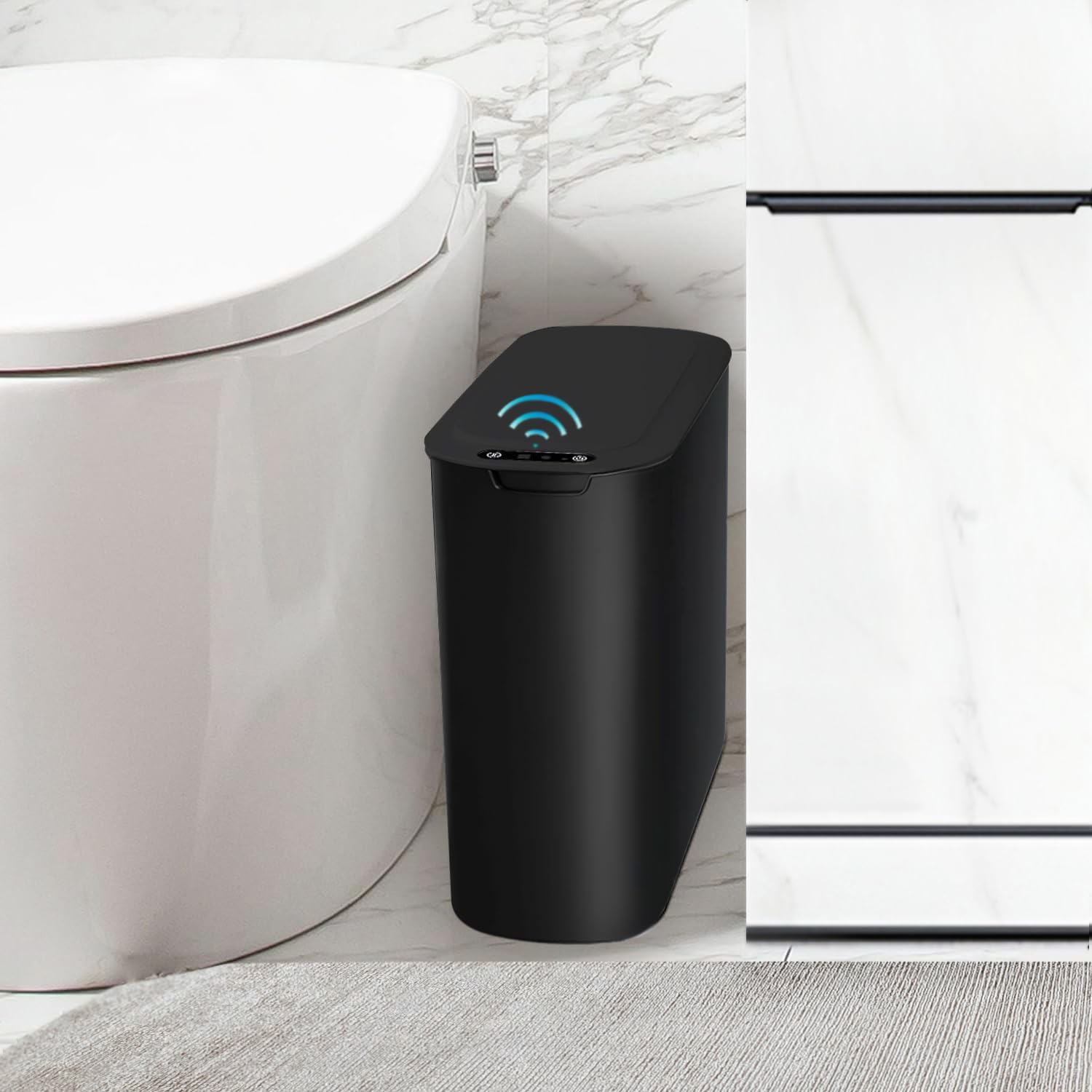 Automatic Small Bathroom Trash Can with Lid