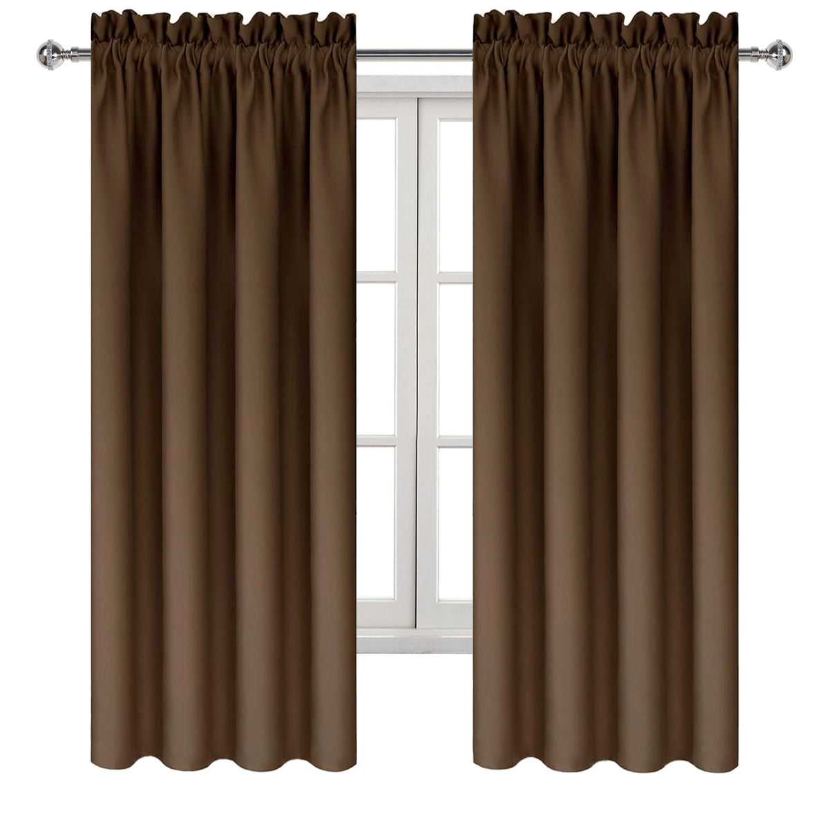 Blackout Curtains for Bedroom Living Room 38 x 63 Inch Long Brown (2 Count)