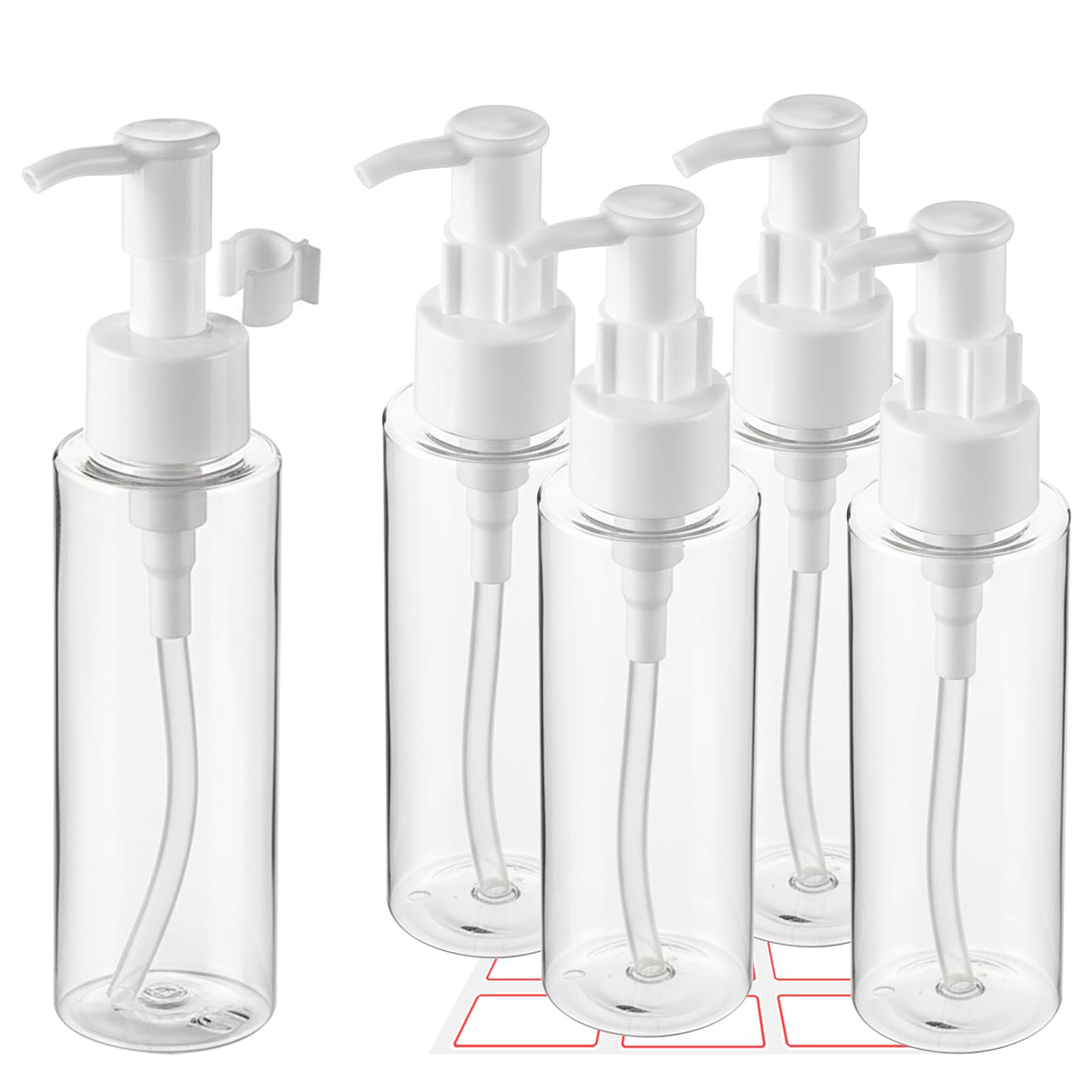 5 Pack 3.4Oz 100ml TSA Approved Travel Pump Bottle (5 Count)