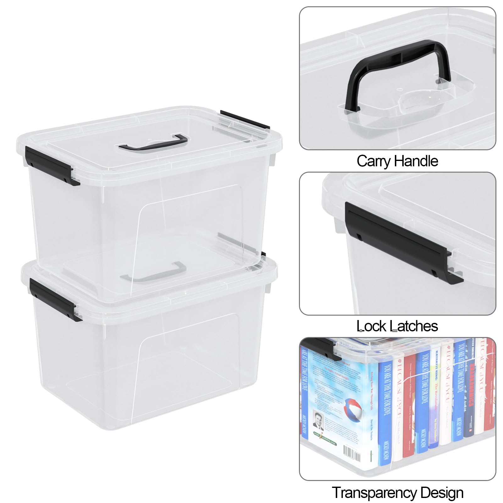 4 Pack Plastic Storage Containers with Lids (4 Count)