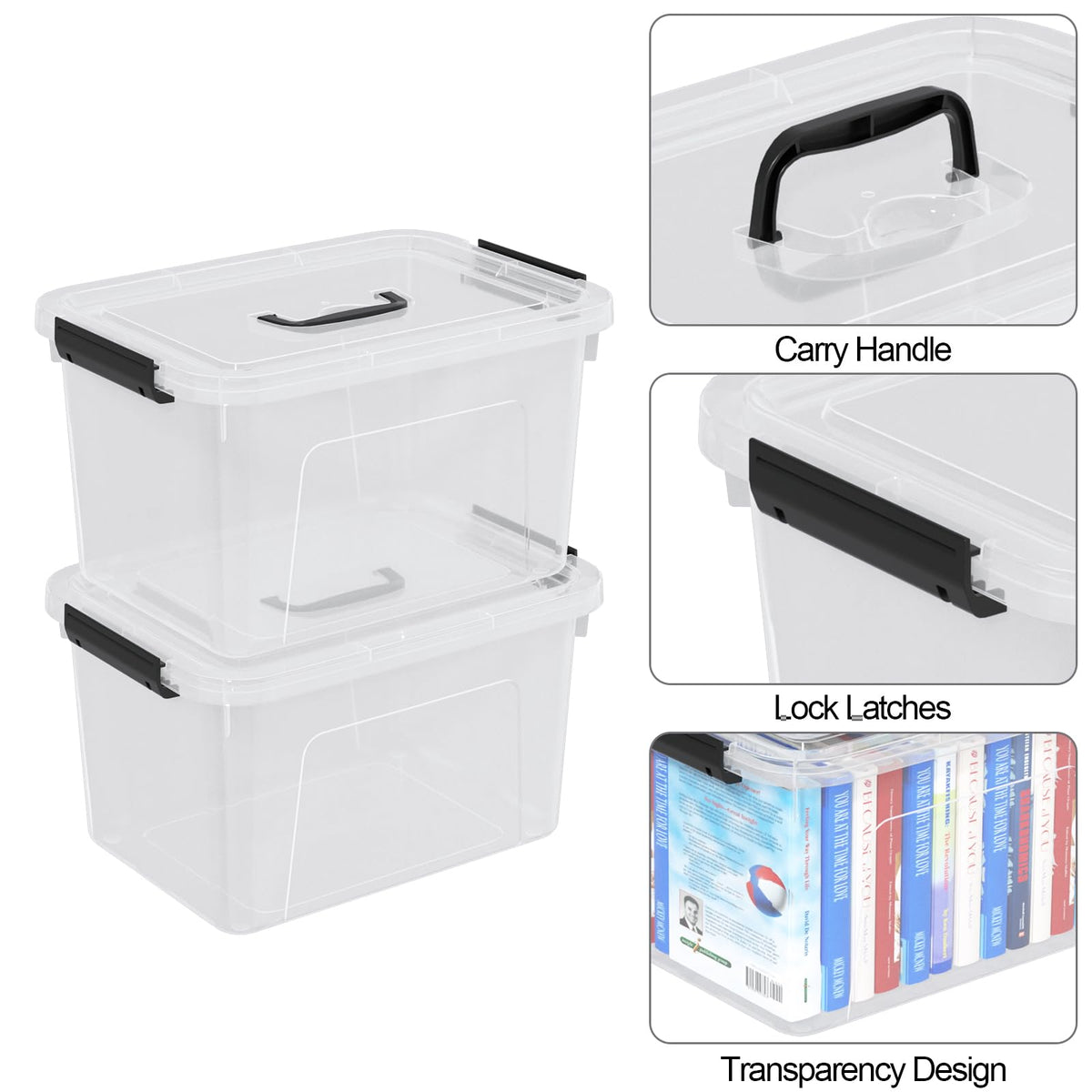 4 Pack Plastic Storage Containers with Lids (4 Count)