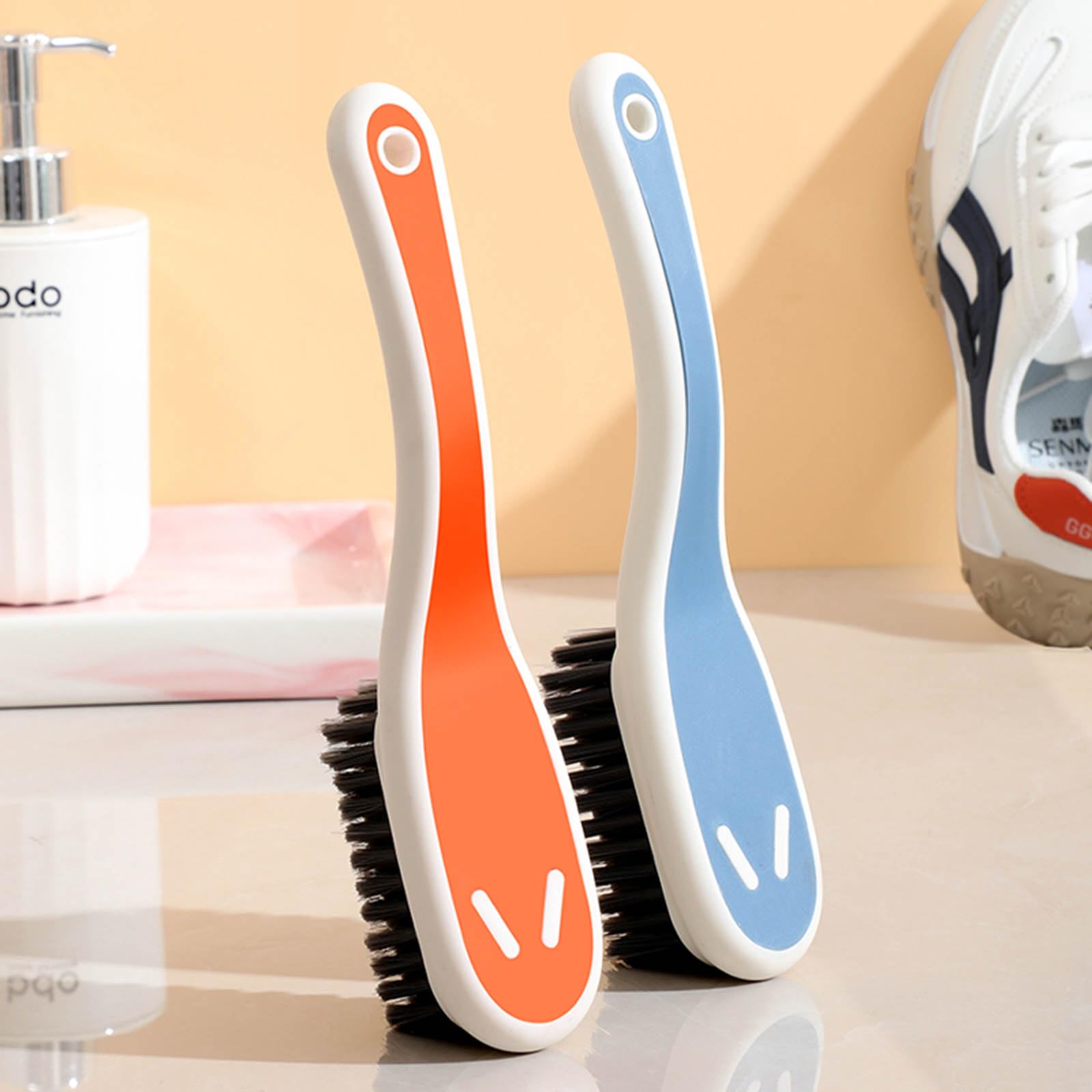 Soft Bristle Scrub Cleaning Brush Stain Remover Brush Fabric Cleaning Brush Laundry Brush Small Scrub Brush Cleaner Household Cleaning Brushes for Carpet (2 Count)