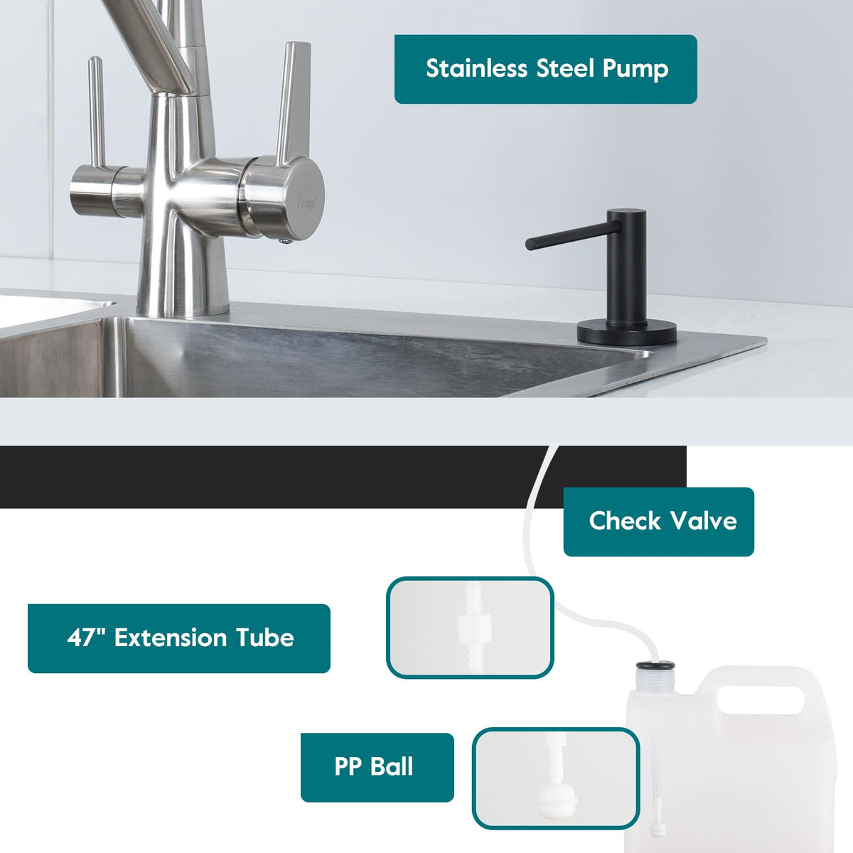 Upgraded Matte Black Soap Dispenser for Kitchen Sink