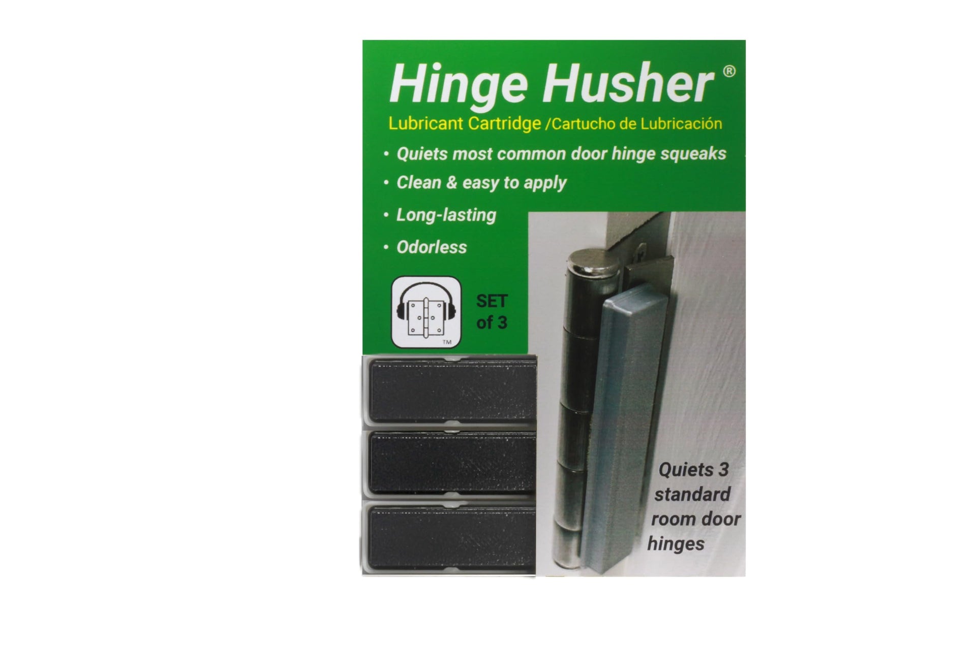 The First-of-Its-Kind Lubricant Cartridge for Squeaky Door Hinges. Mess-Free, Odorless, Sprayless & Prelubricated. Hinge Husher™ Lubricant Cartridges (3 Pack - Black) (3 Count)