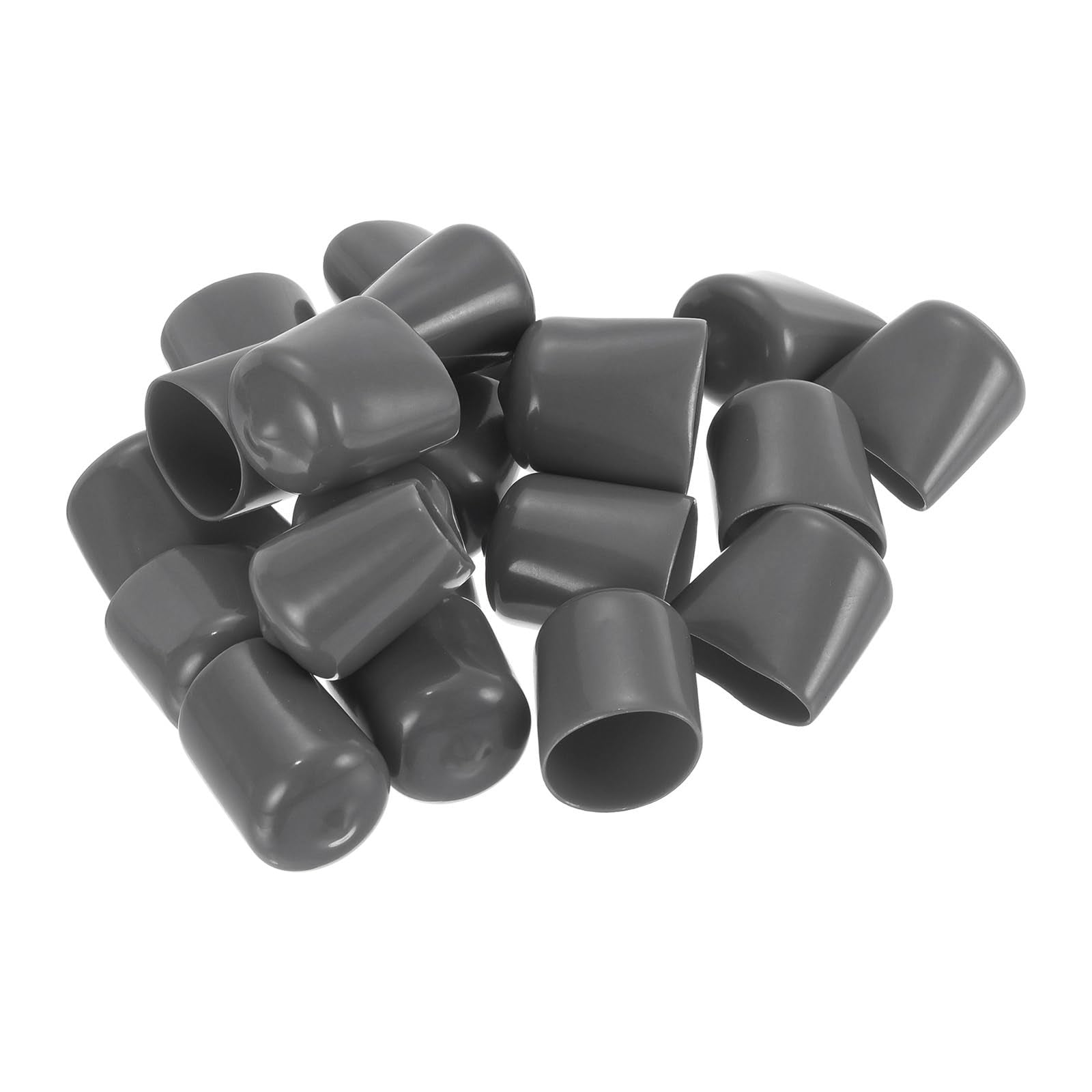 20pcs Rubber End Caps 21mm ID Vinyl PVC Round Tube Bolt Cap Cover Screw Thread Protectors Dark Grey