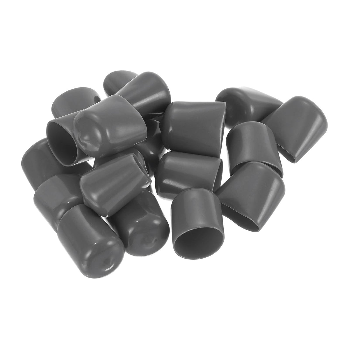 20pcs Rubber End Caps 21mm ID Vinyl PVC Round Tube Bolt Cap Cover Screw Thread Protectors Dark Grey