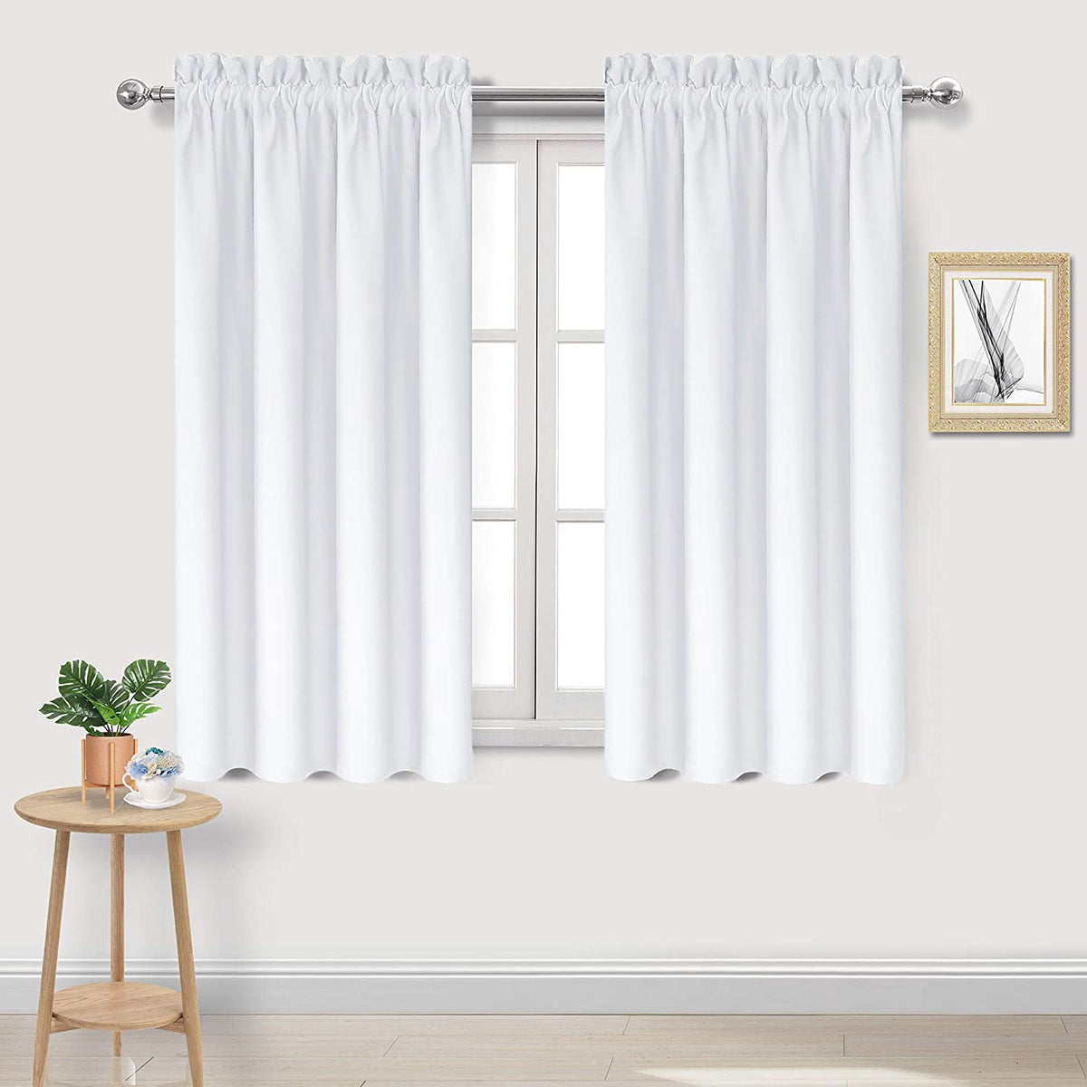 White Curtains 50% Light Blocking for Living Room 54 Inch 2 Panels (2 Count)