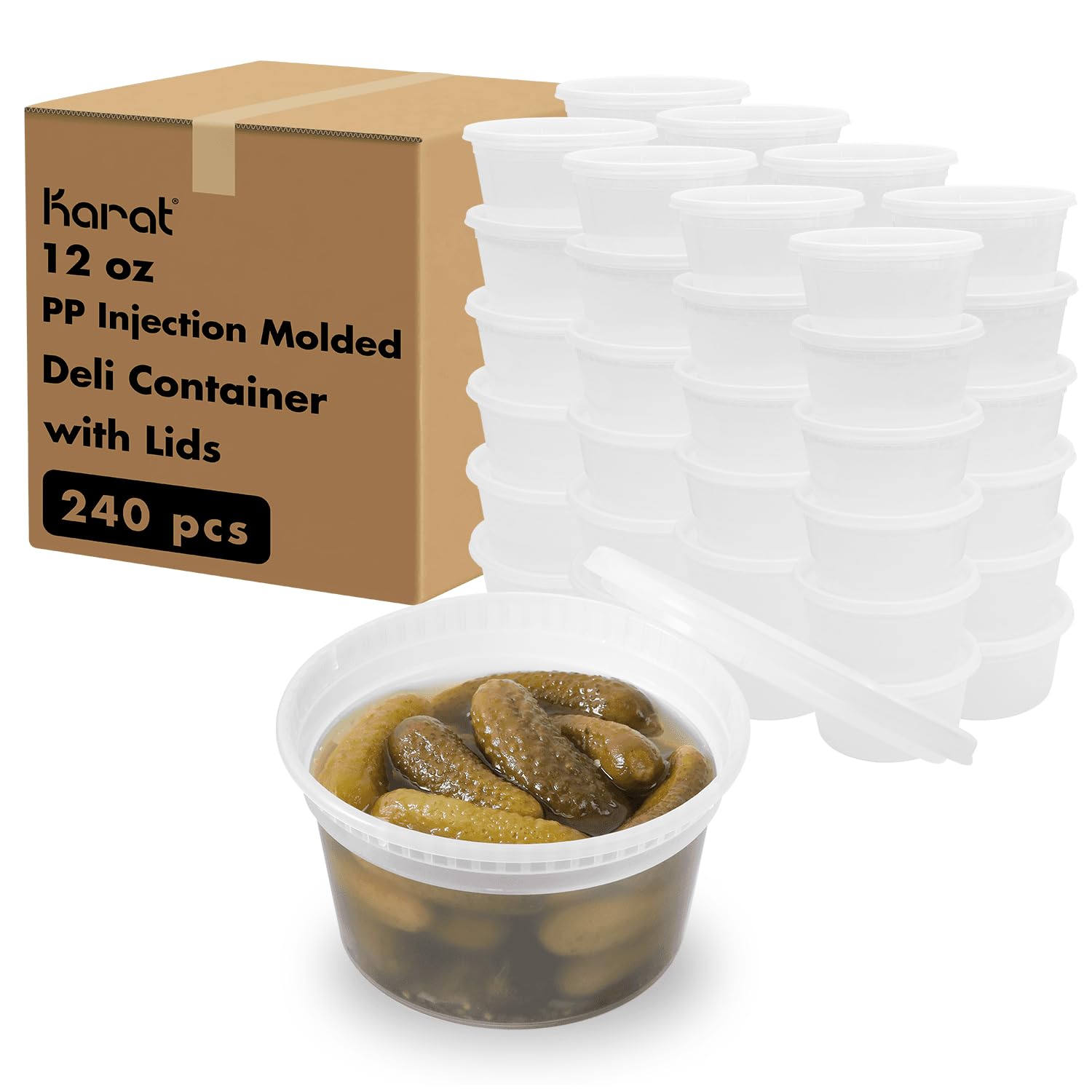 12oz 240 ct] Clear PP Injection Molded Round Deli Containers with Lids (240 Count)