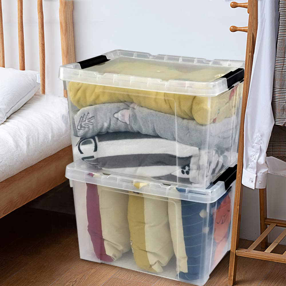 4 Pack 50 Quart Plastic Container Bin with Lids (4 Count)