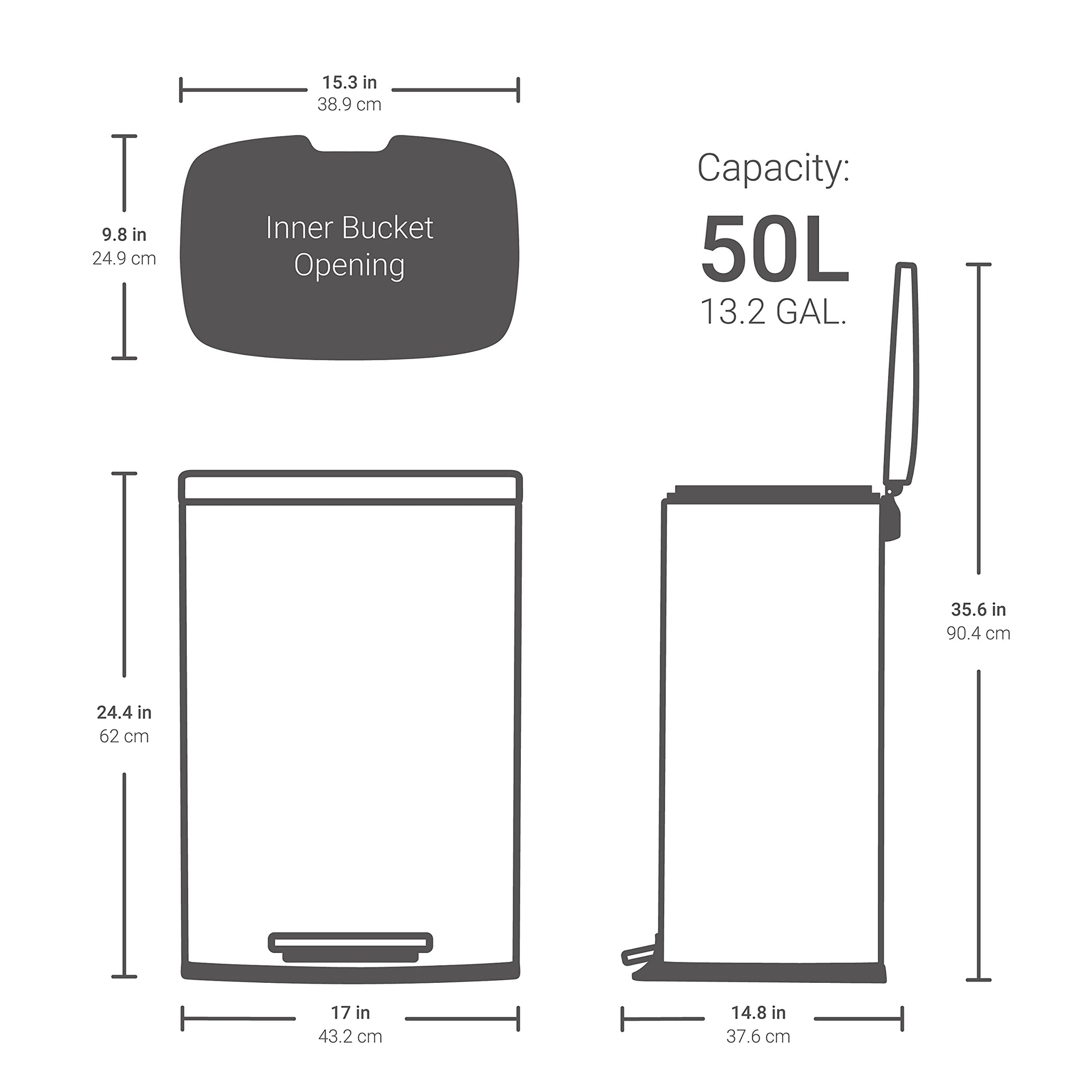 50L 13 Gallon Stainless Steel Step