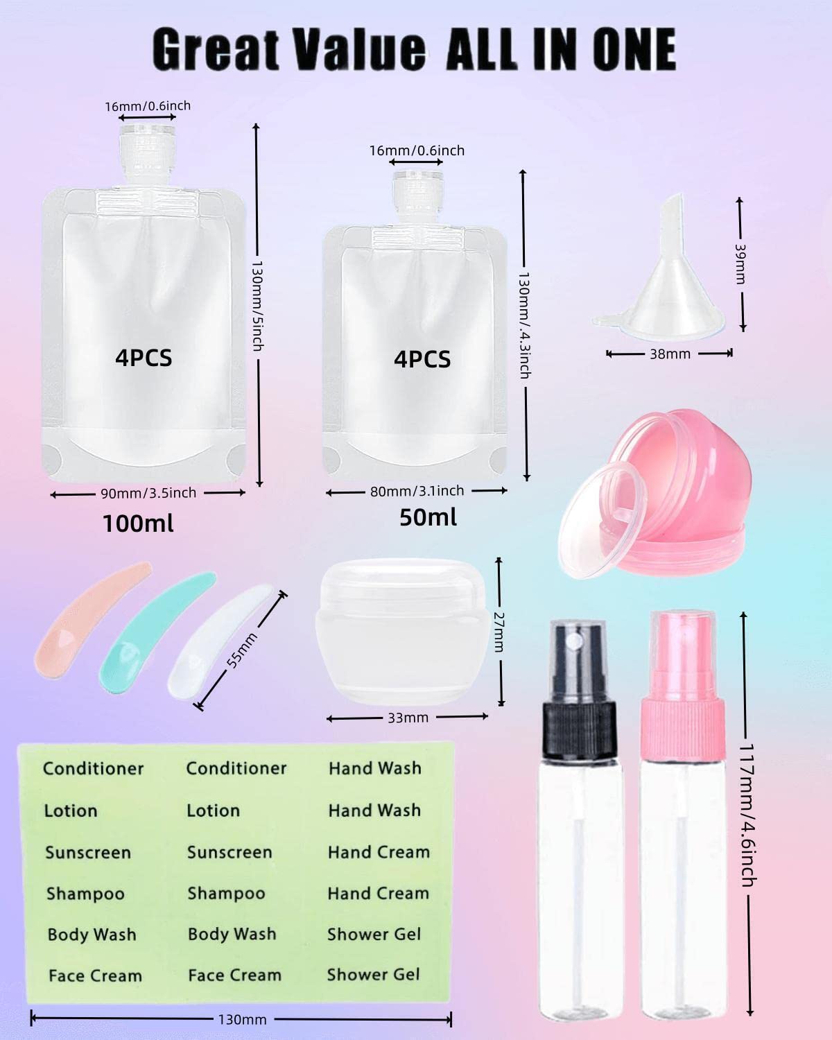 17 Pack Travel Pouches for Toiletries (17 Count)