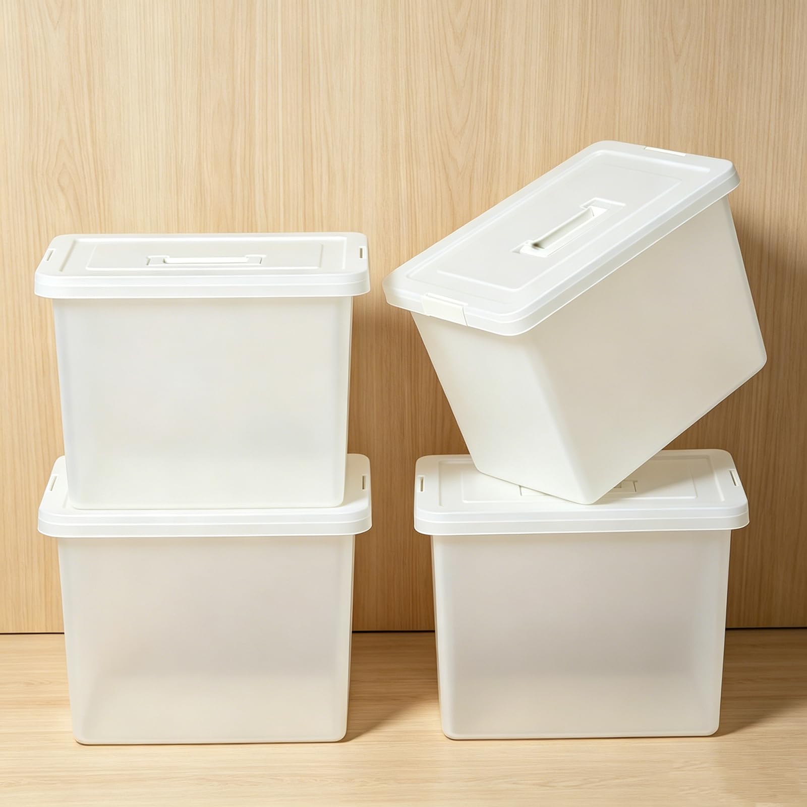 Stackable Plastic Storage Bins with Lids