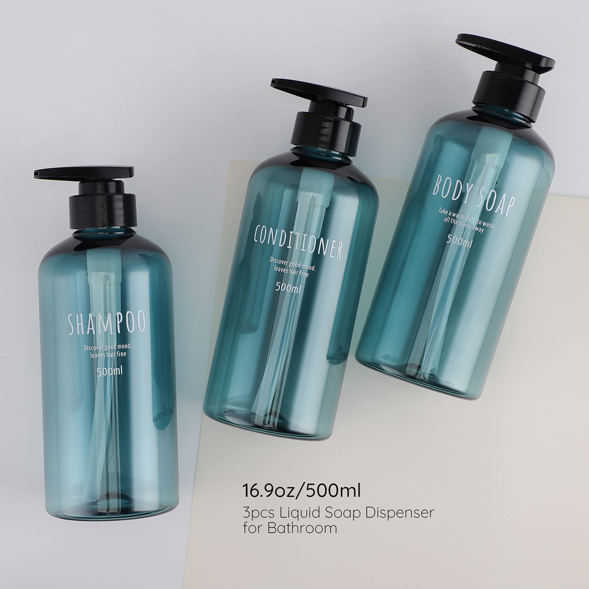 Shampoo Bottles with Pump (3 Count)
