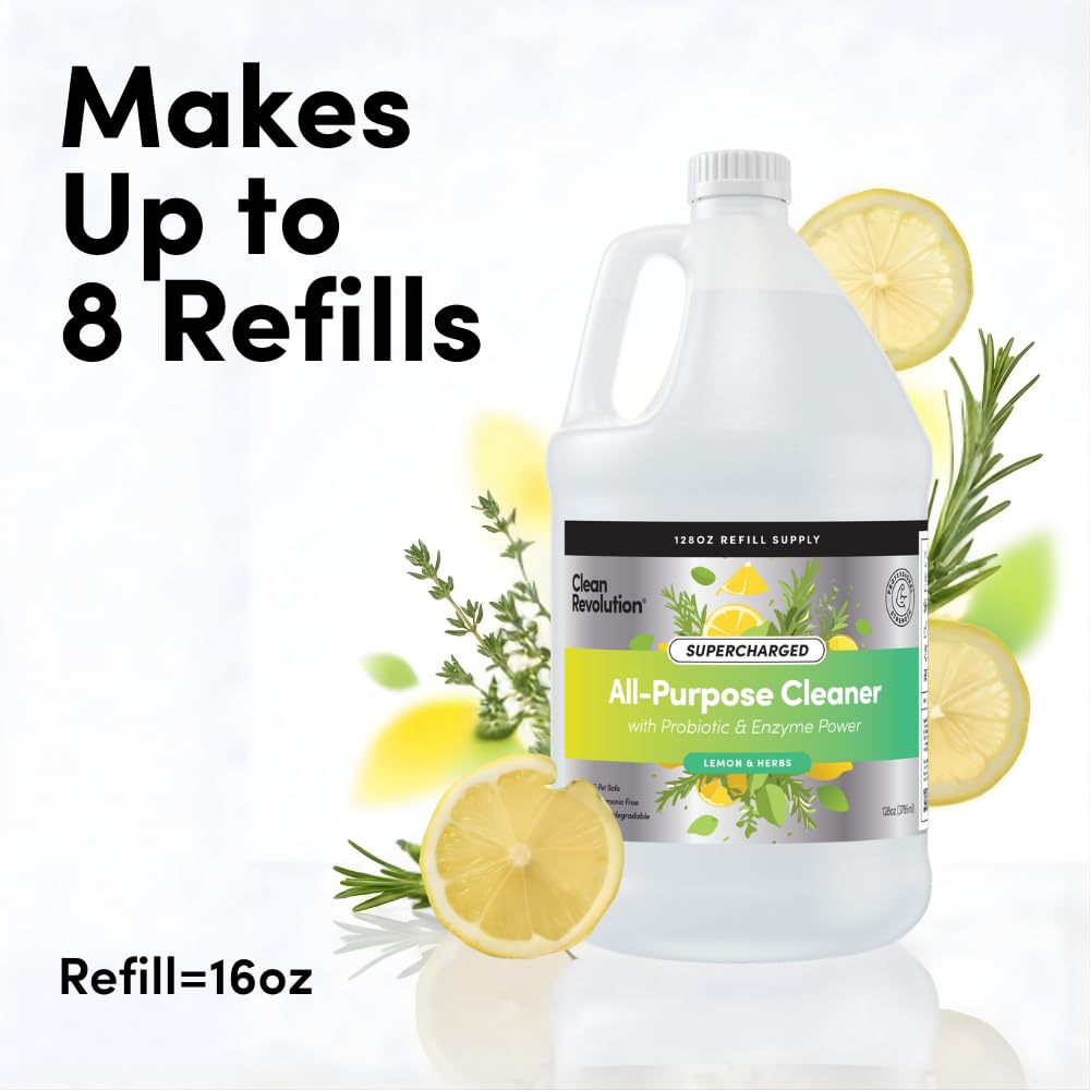 SuperCharged All Purpose Cleaner Refill with Smart Probiotic + Enzyme Complex (128 Fl Oz)