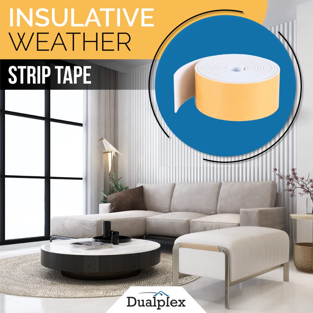 High Density Foam Weather Stripping Door Seal Strip Insulation Tape Roll for Insulating Door Frame (10 Foot)