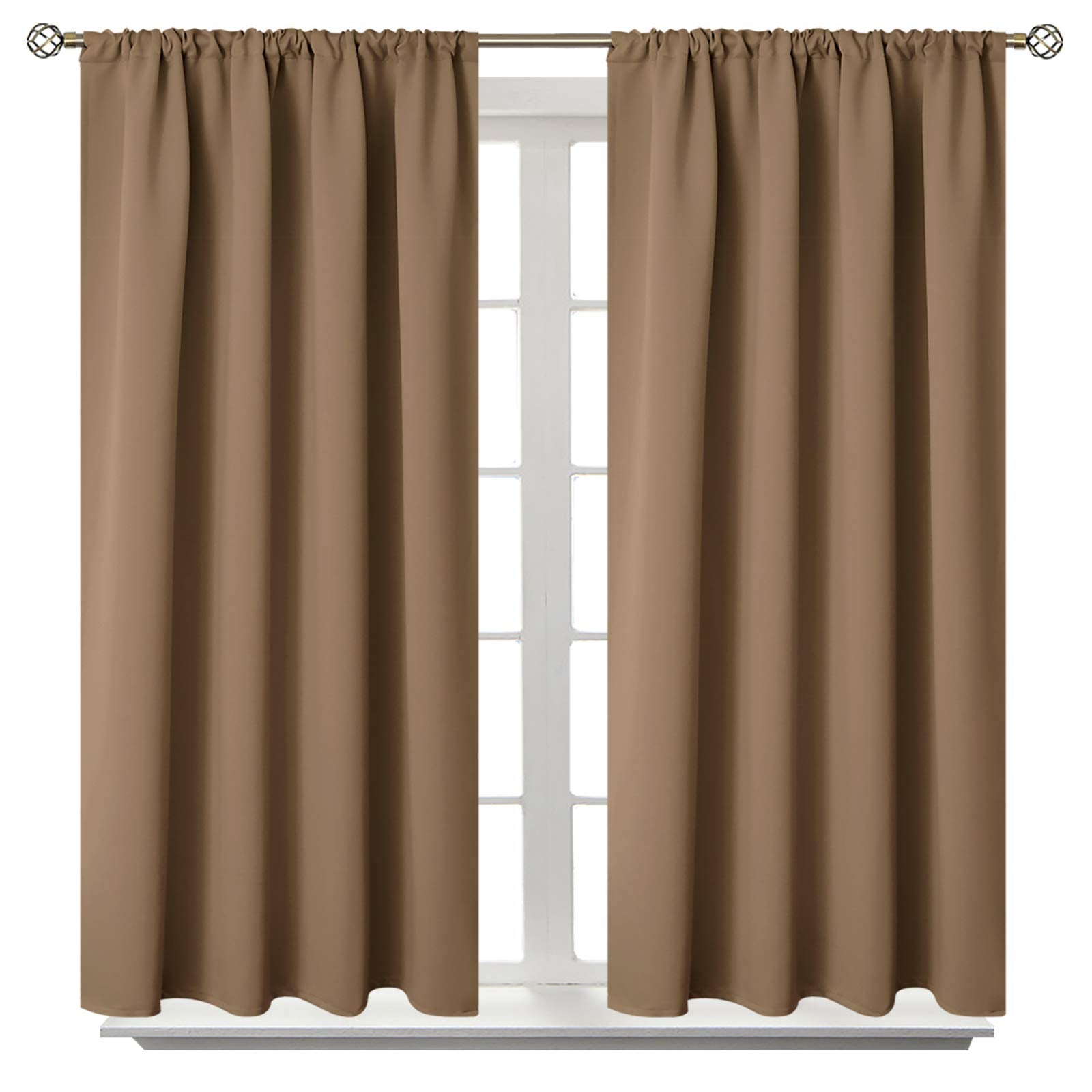 Taupe Blackout Curtains 45 Inch Length for Bedroom (2 Count)