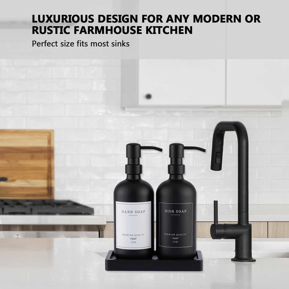 Black Thick Glass Soap Dispenser (2 Count)