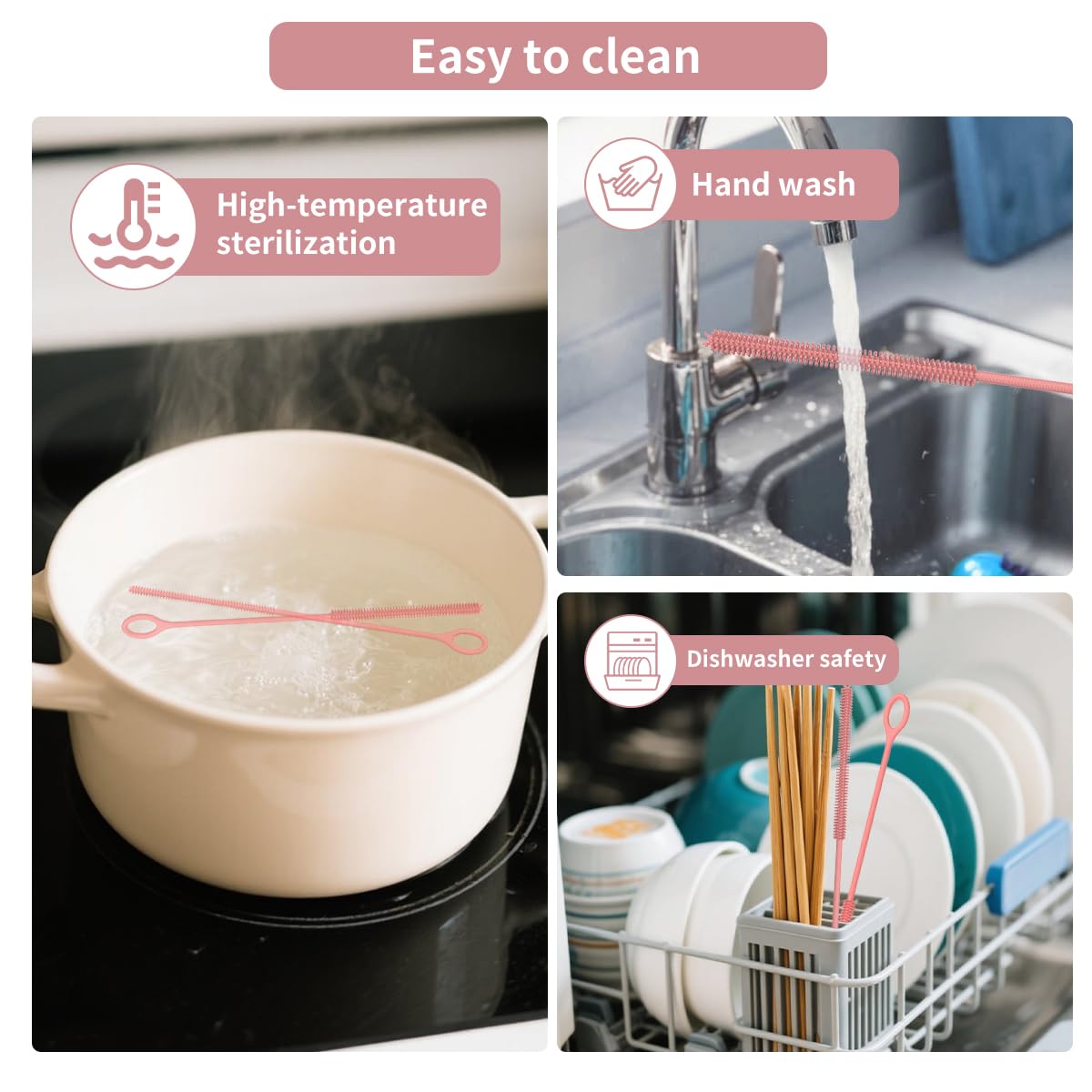 4PCS Silicone Straw Cleaner Brush