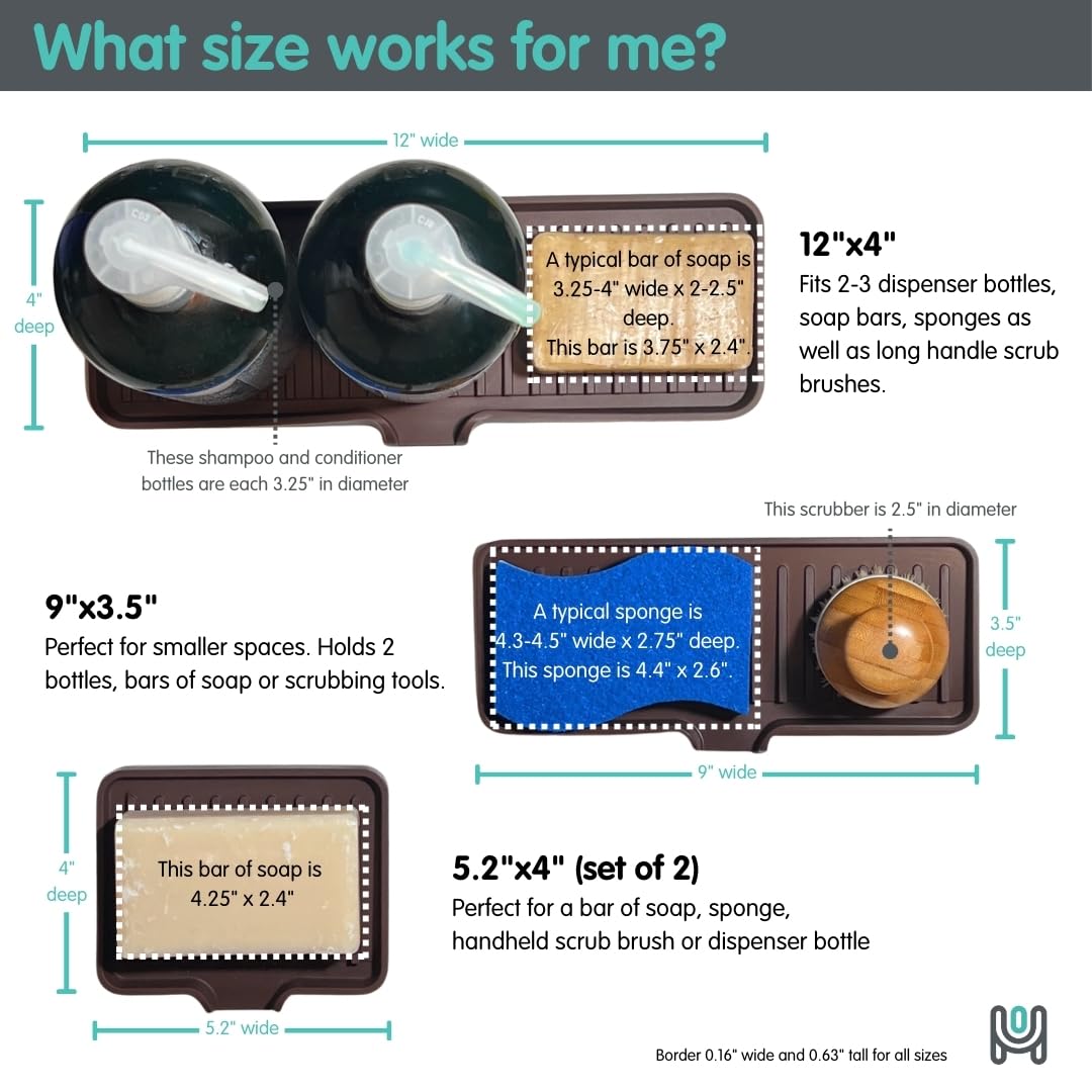 Silicone Soap Dish Tray and Sponge Holder with Drain Chute