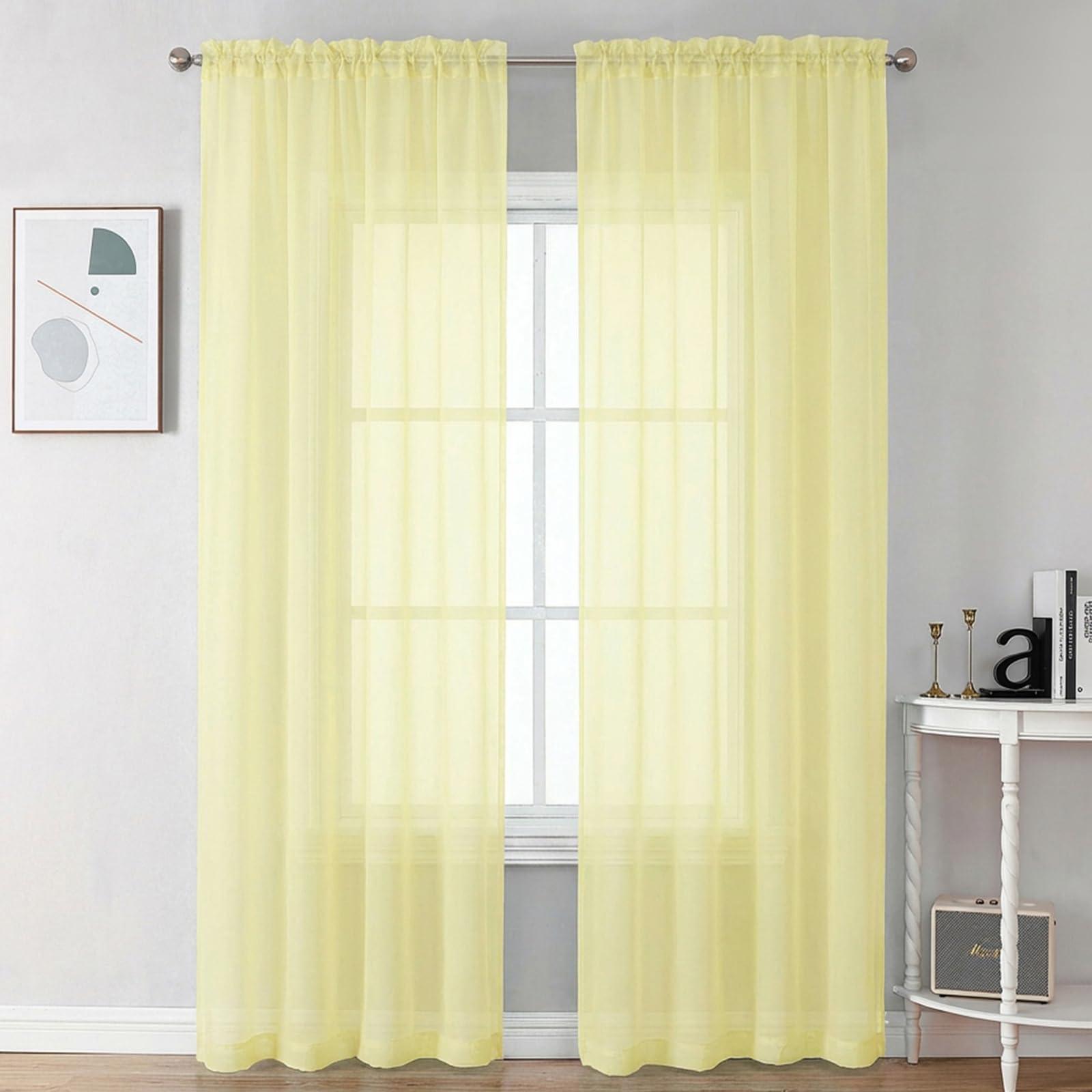 Sheer Curtains 90 inches Long 2 Panels (2 Count)