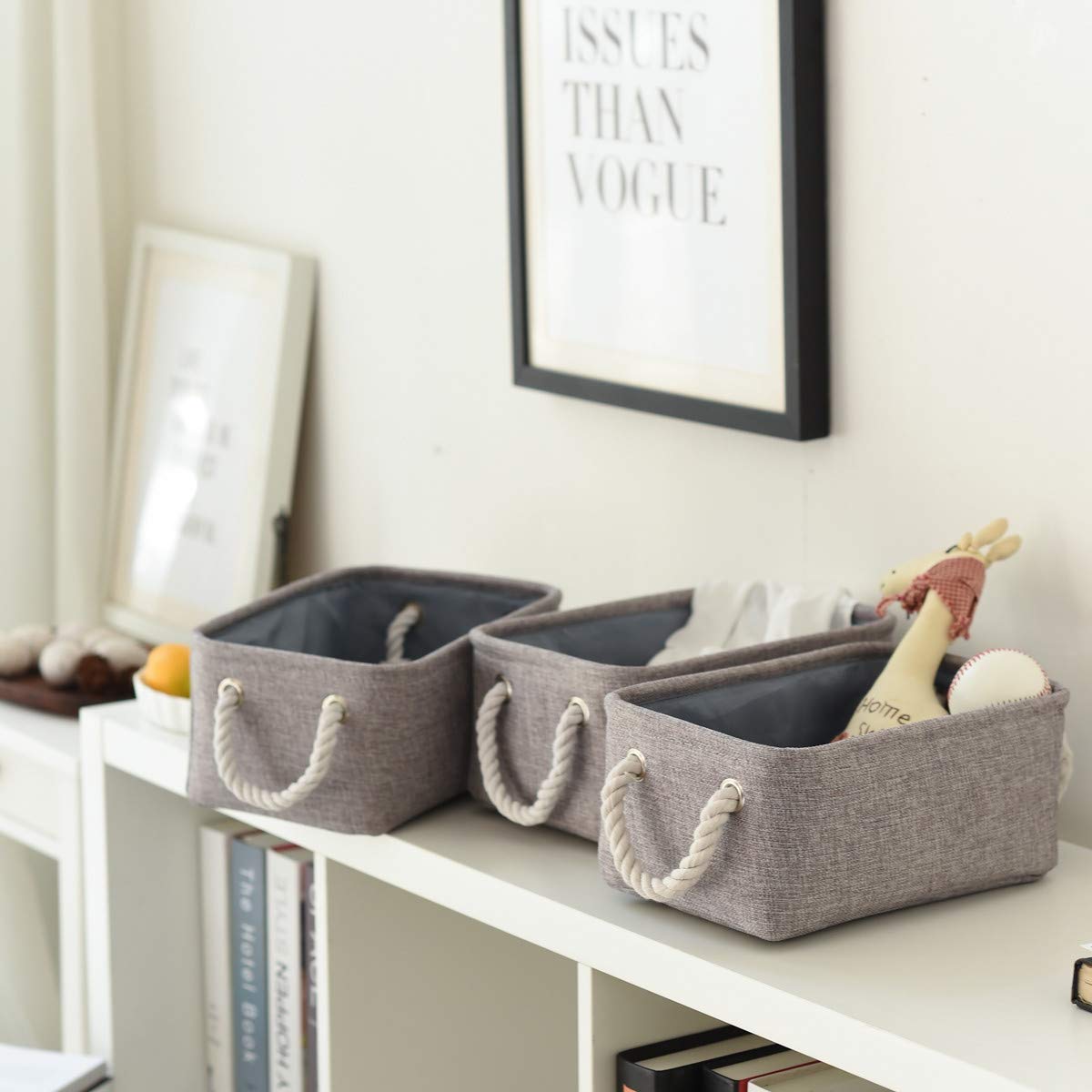 Storage Bins Medium 3 Pack Storage Baskets for Organizing Shelves (3 Count)